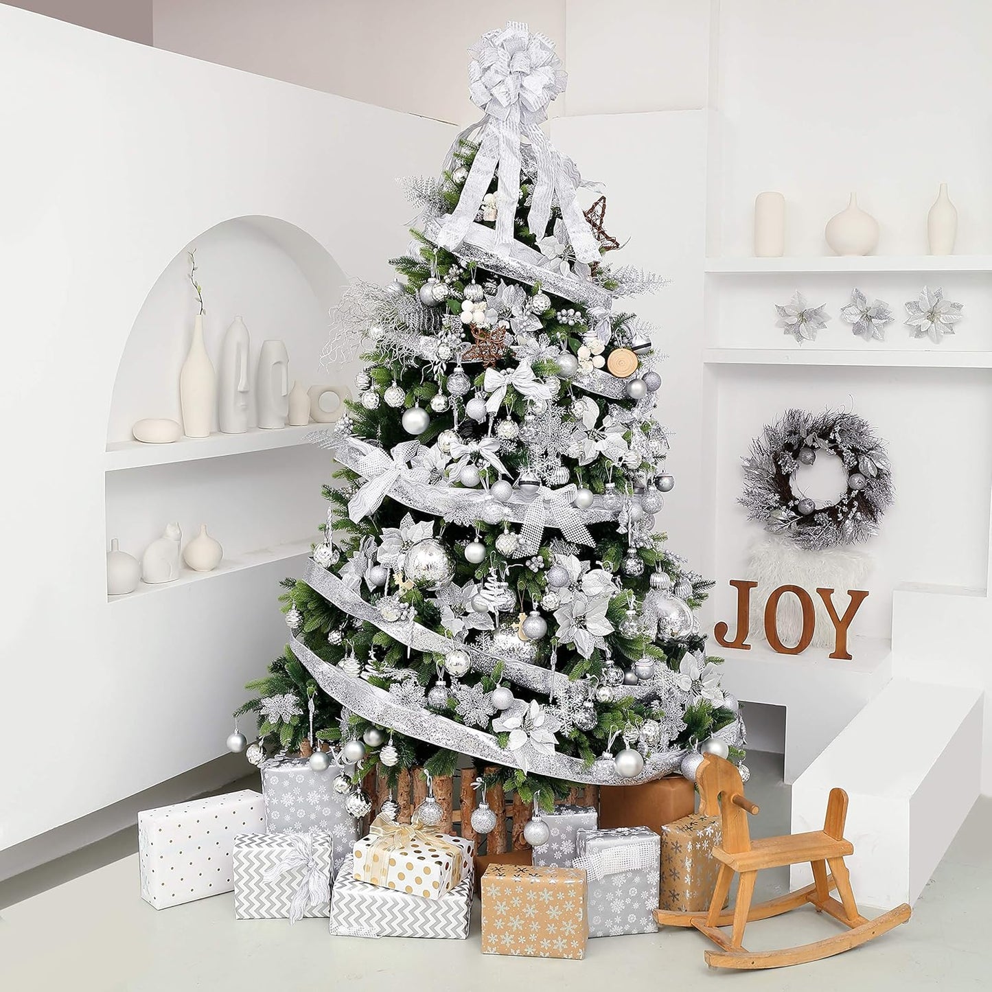 Christmas Ball Ornaments for Christmas Decorations - 41 Pieces Xmas Tree Silver Shatterproof Ball Ornaments with Hanging Loop for Holiday and Seasonal Decoration