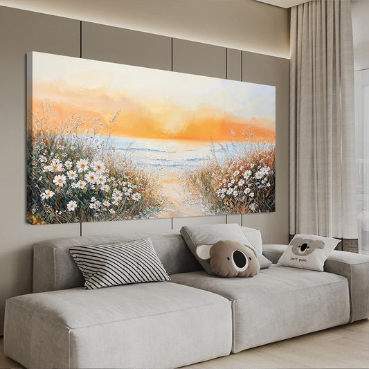 Canvas Oversized Wall Art Decor Wall Pictures for Living Room Artwork for Walls Large Coastal Beach Wall Art Prints Canvas Art Wall Decor Vintage Landscape Wall Art Bedroom Home Wall Art Decor 29" X 58"