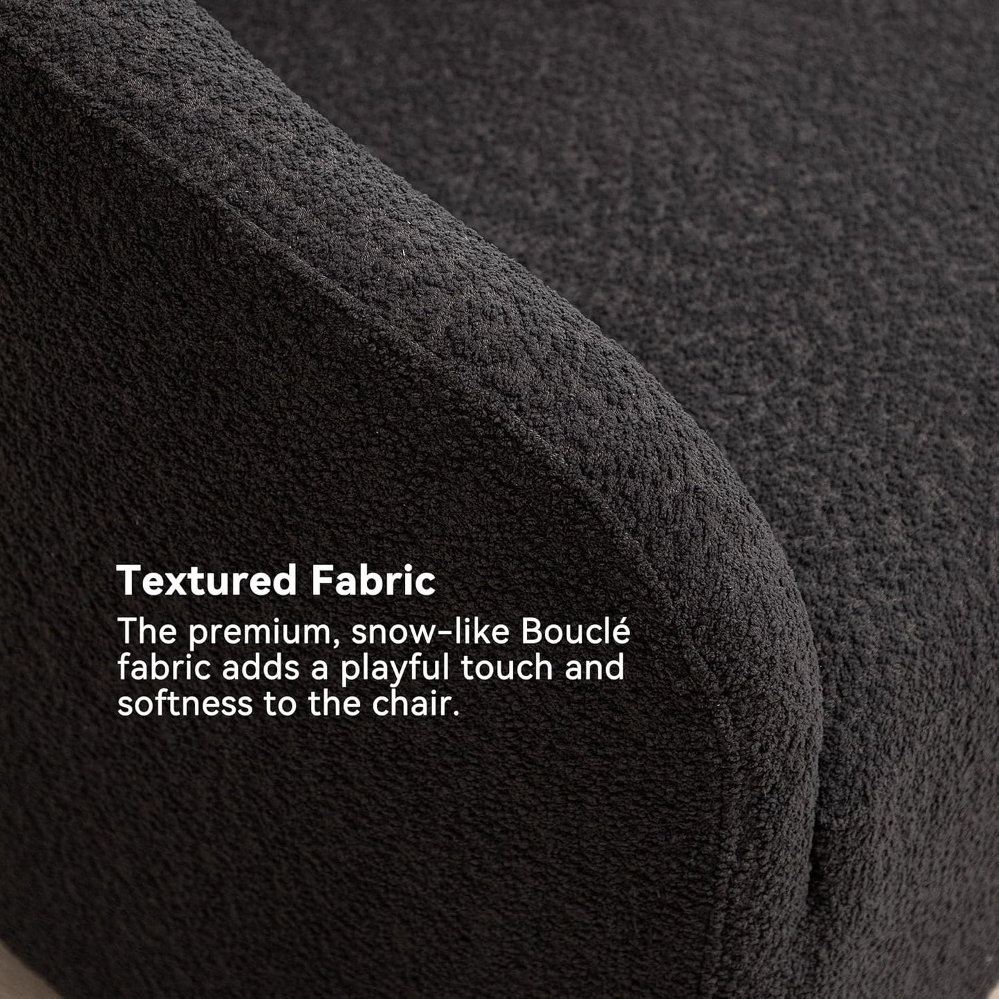 KINWELL 32" Wide Modern Boucle Swivel Barrel Chairs Set of 2, No Assembly Round Upholstered Swivel Accent Armchairs for Living Room, Bedroom (Black)