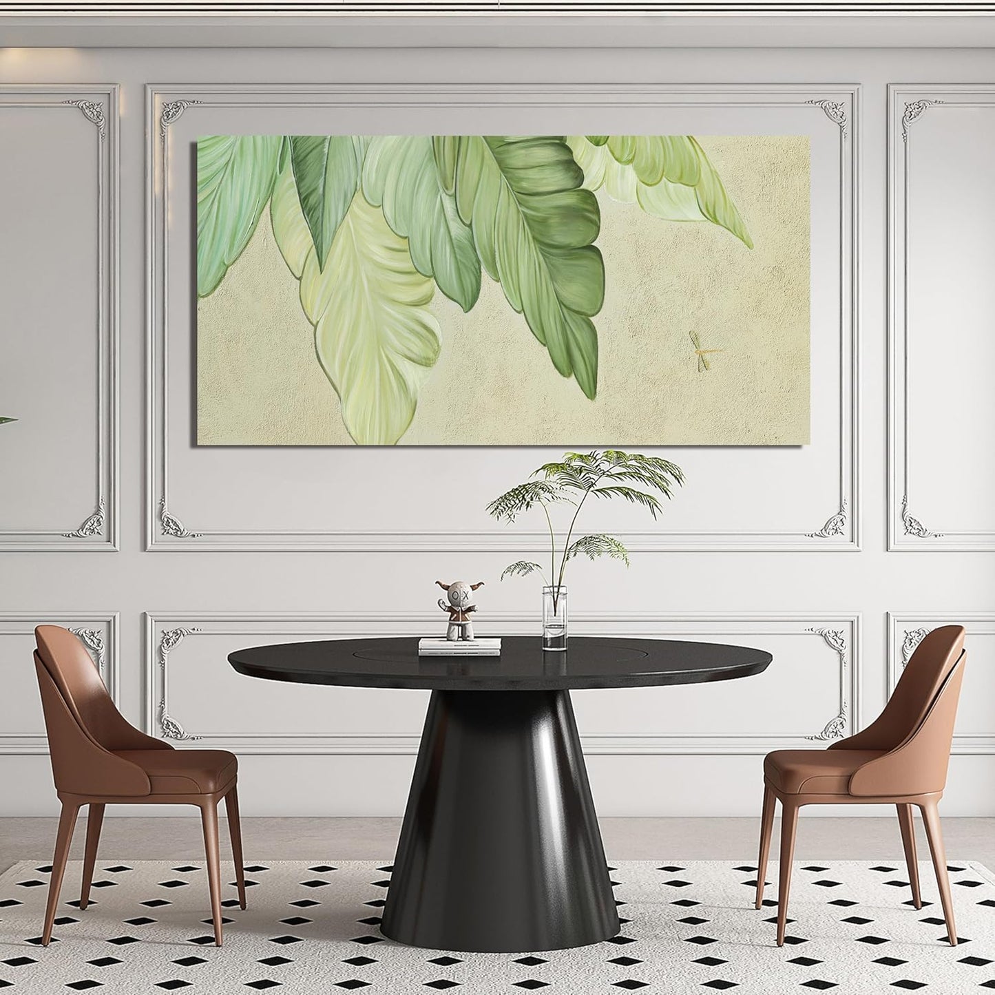 Canvas Wall Art Decor Large Modern Green Wall Art Prints Art Work for Wall Decor Wall Art Pictures for Living Room Boho Botanical Wall Art Decorations Artwork for Walls Bedroom Office Decor 24" X 48"