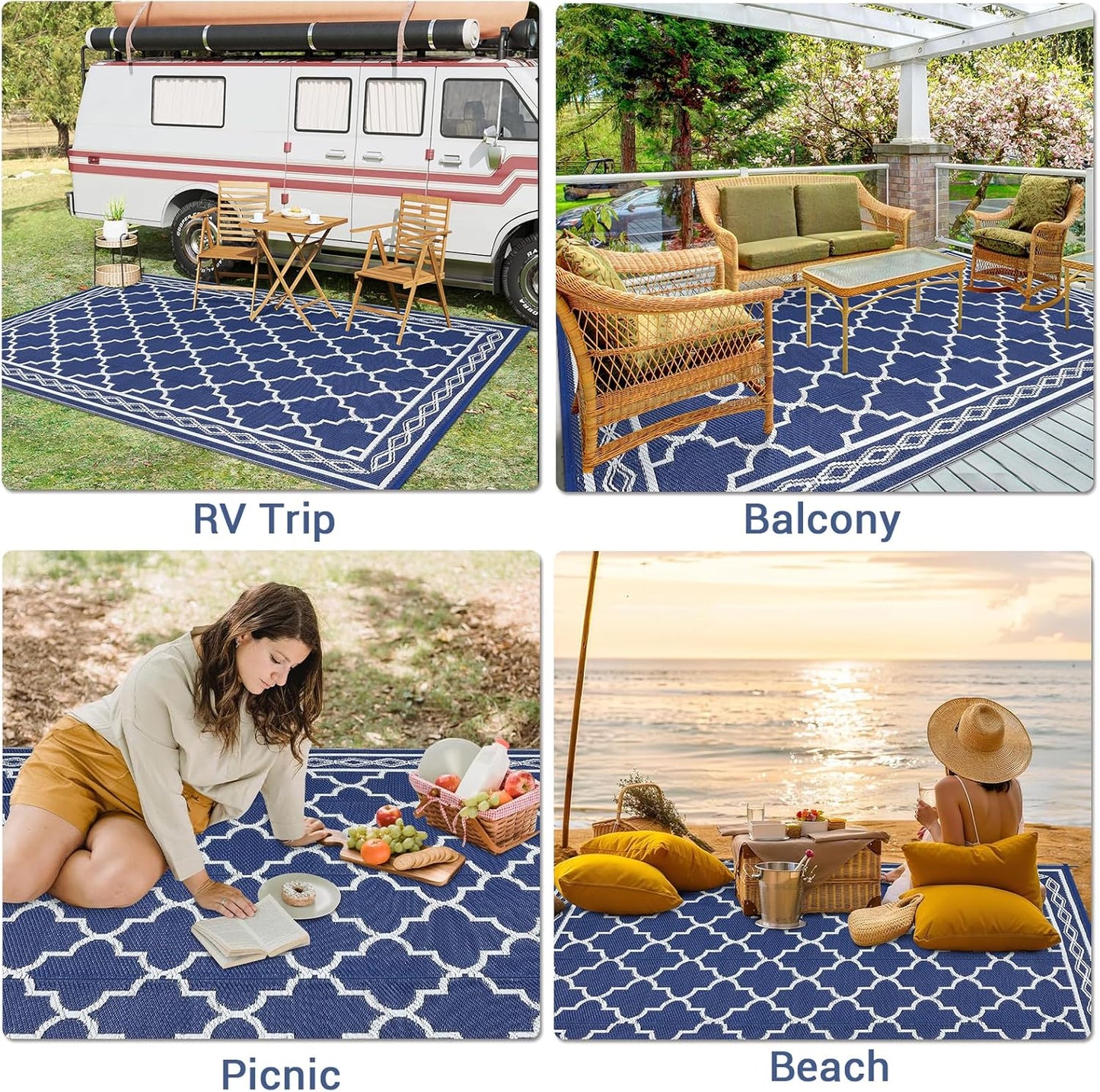 GAOMON Outdoor Rug for Patio Reversible Plastic Camping Rugs