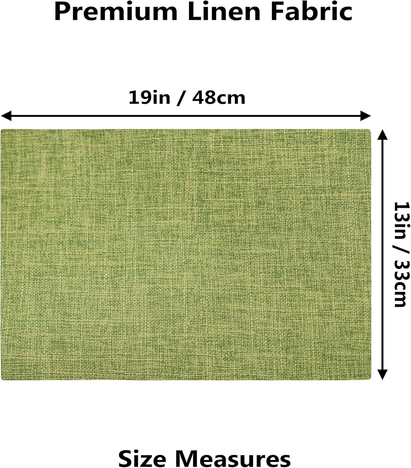 Demetex Table Placemats Set of 8 Olive Green Linen Place Mats Washable Fabric Plate Mats for Picnic Camping Barbecue, 13x19 inch, Lime Green