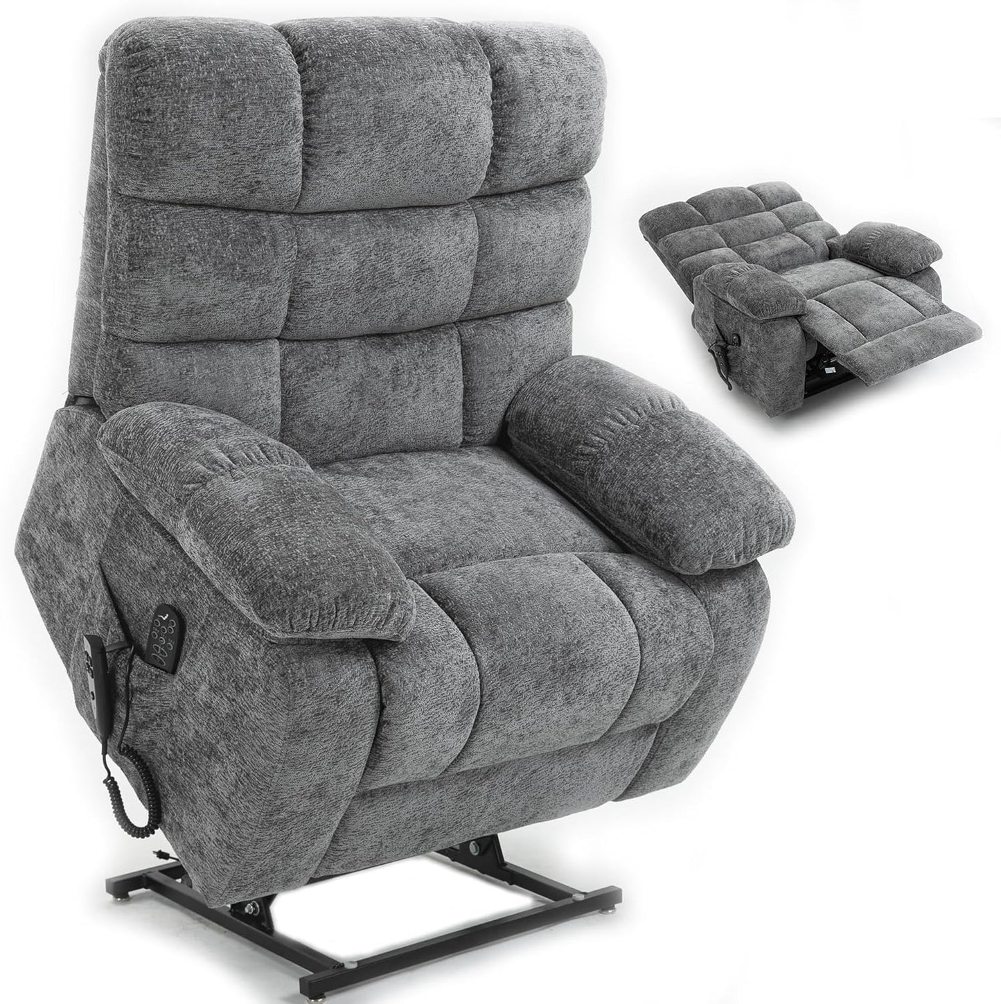 Lazy Boy Recliner Chair with Lumbar Heating ， Adjustment Power Lift Recliner Chair for Elderly/Big and Tall Recliners for People Up to 6'2"/350lb Range