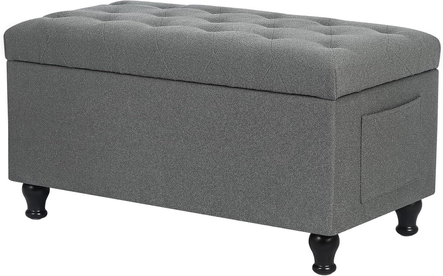 Ottoman with Storage 32'' Ottoman Storage Bench Fabric Ottomans Footstools Upholstered Foot Rest Stool for Couch, Living Room, Bedroom, Entrance Shoe Bench Gray