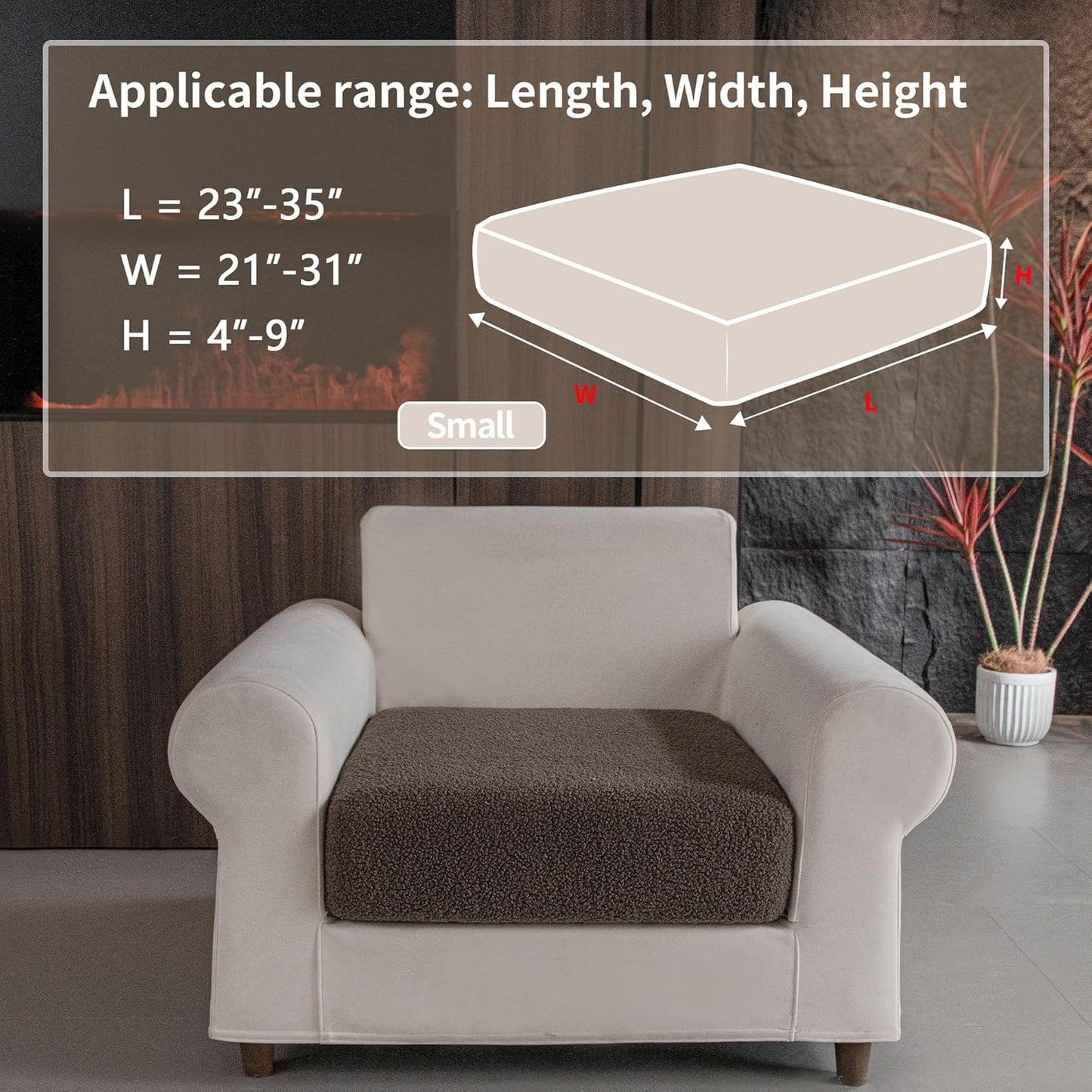 Couch Cushion Covers for Sectional Sofa, Stretch Soft Sofa Slipcovers Washable Wear-Resistant Universal Furniture Protector for Living Room(1 Piece Chair Cover, Brown)