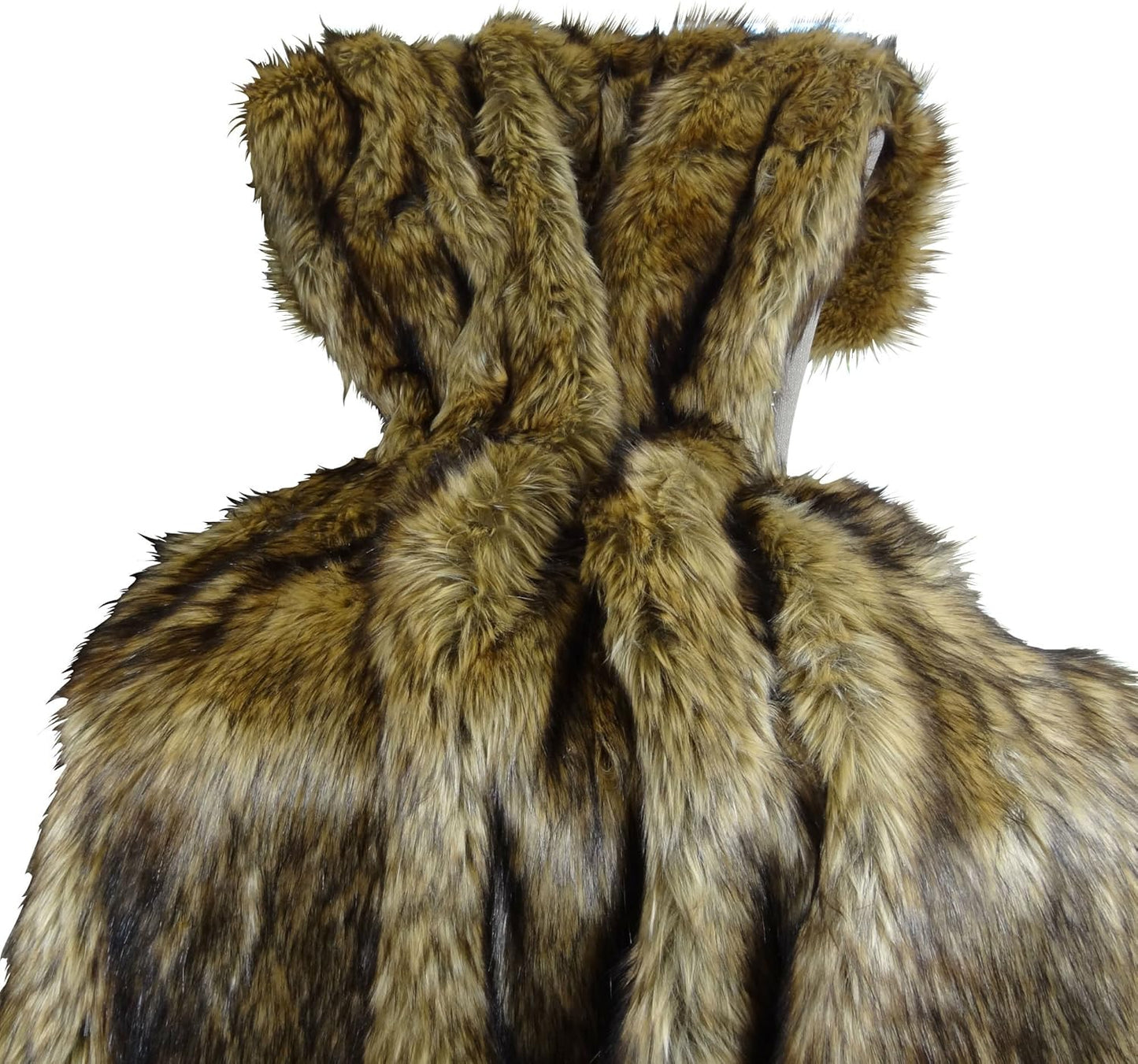 Brown Faux Fur Throw Blanket and Bedspread Caramel and Coffee Colors, Realistic Faux Brown Wolf - Light & Dark Brown Faux Fur - Luxury Throw Blanket, Made in USA, 16406