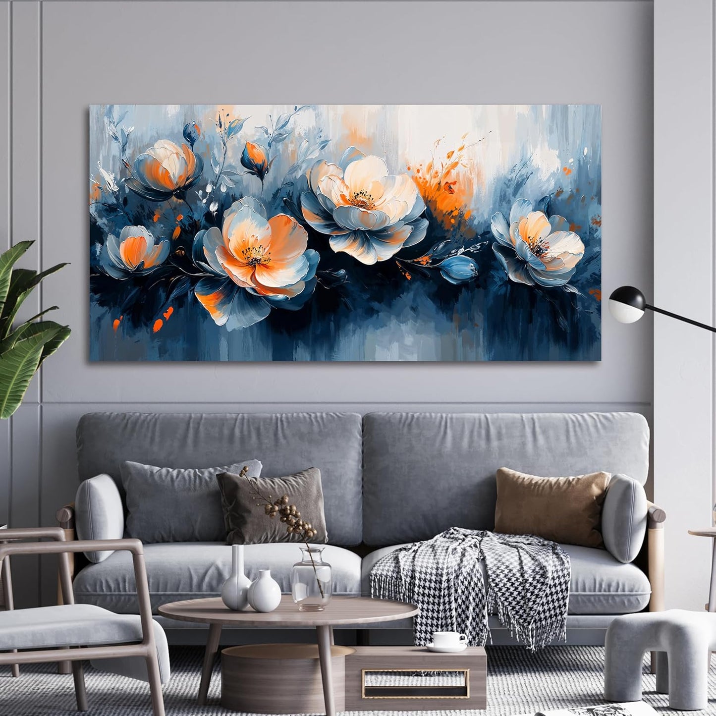 Canvas Wall Art Decor Wall Art Pictures for Living Room Artwork for Walls Large White Flowers Wall Art Prints Canvas Art Wall Decor Oversized Vintage Botanical Wall Art Bedroom Home Decor 29" X 58"