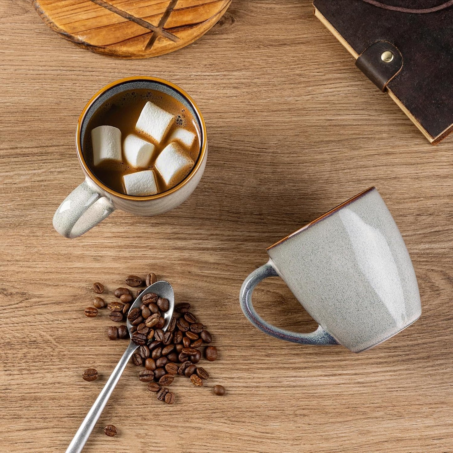 GBHOME Ceramic Coffee Mugs Set of 4, 12oz Stoneware Coffee Mugs Set For Dad Mom Women MEN, Light Weight Coffee Cups for Latte/Tea/Beer/Hot Cocoa, Dishwasher & Microwave Safe