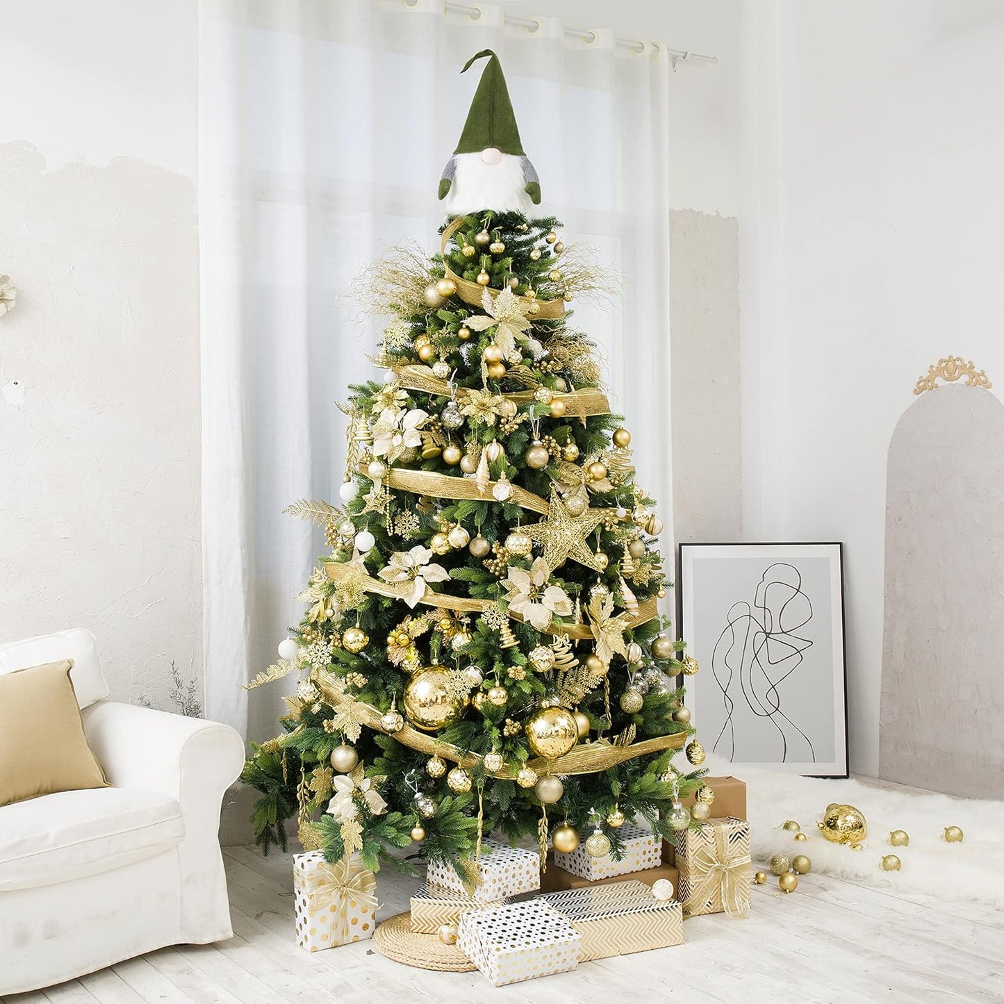 Christmas Ball Ornaments for Christmas Decorations - 41 Pieces Xmas Tree Shatterproof Gold Ball Ornaments with Hanging Loop for Holiday and Seasonal Decoration