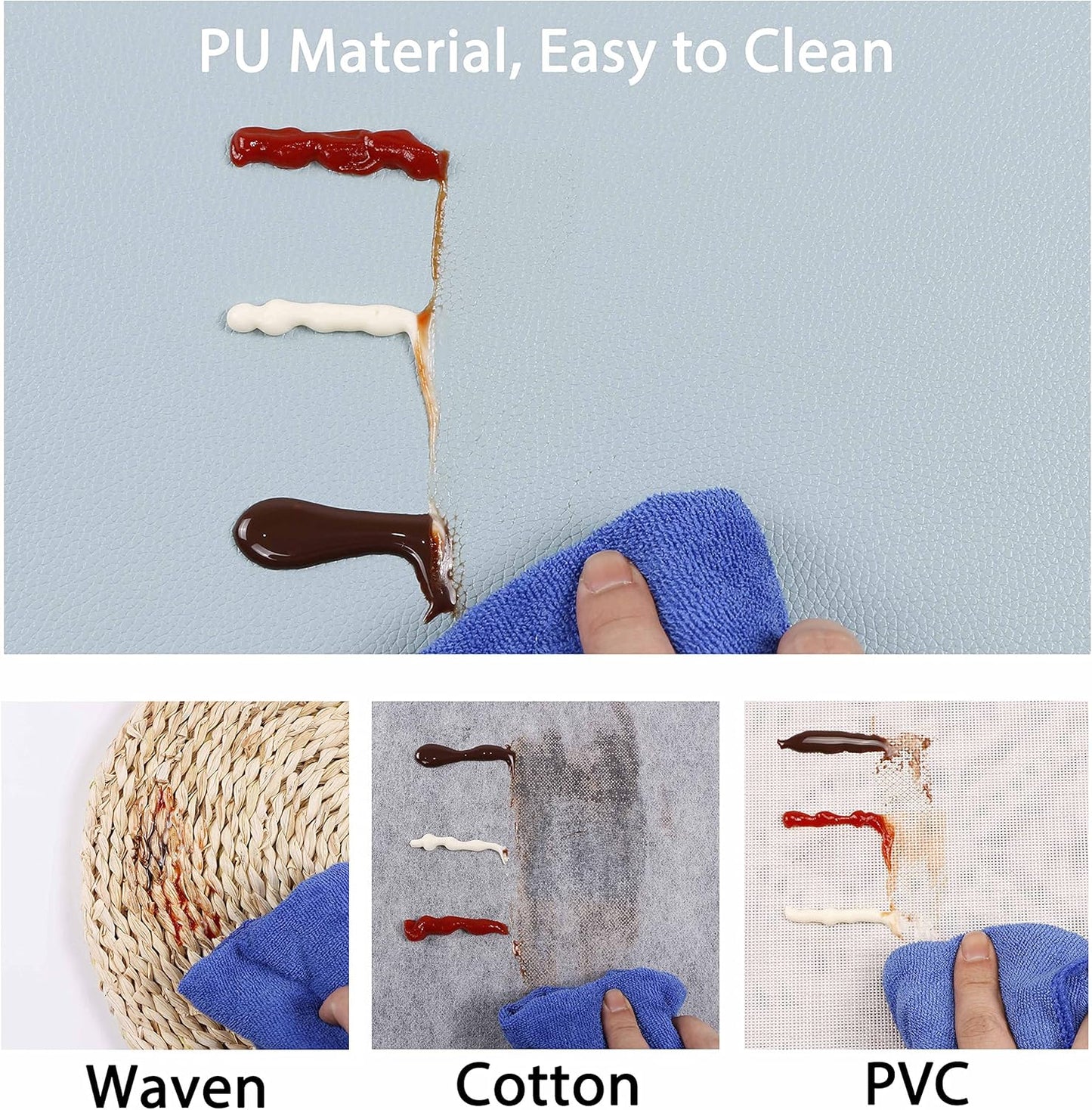 Faux Leather Placemats, PU Table Mats, Set of 6, Waterproof, Stain Resistant, Heat Resistant, Non-Slip Easy to Clean for Kitchen Dining Table,Conference Table C Teal Blue