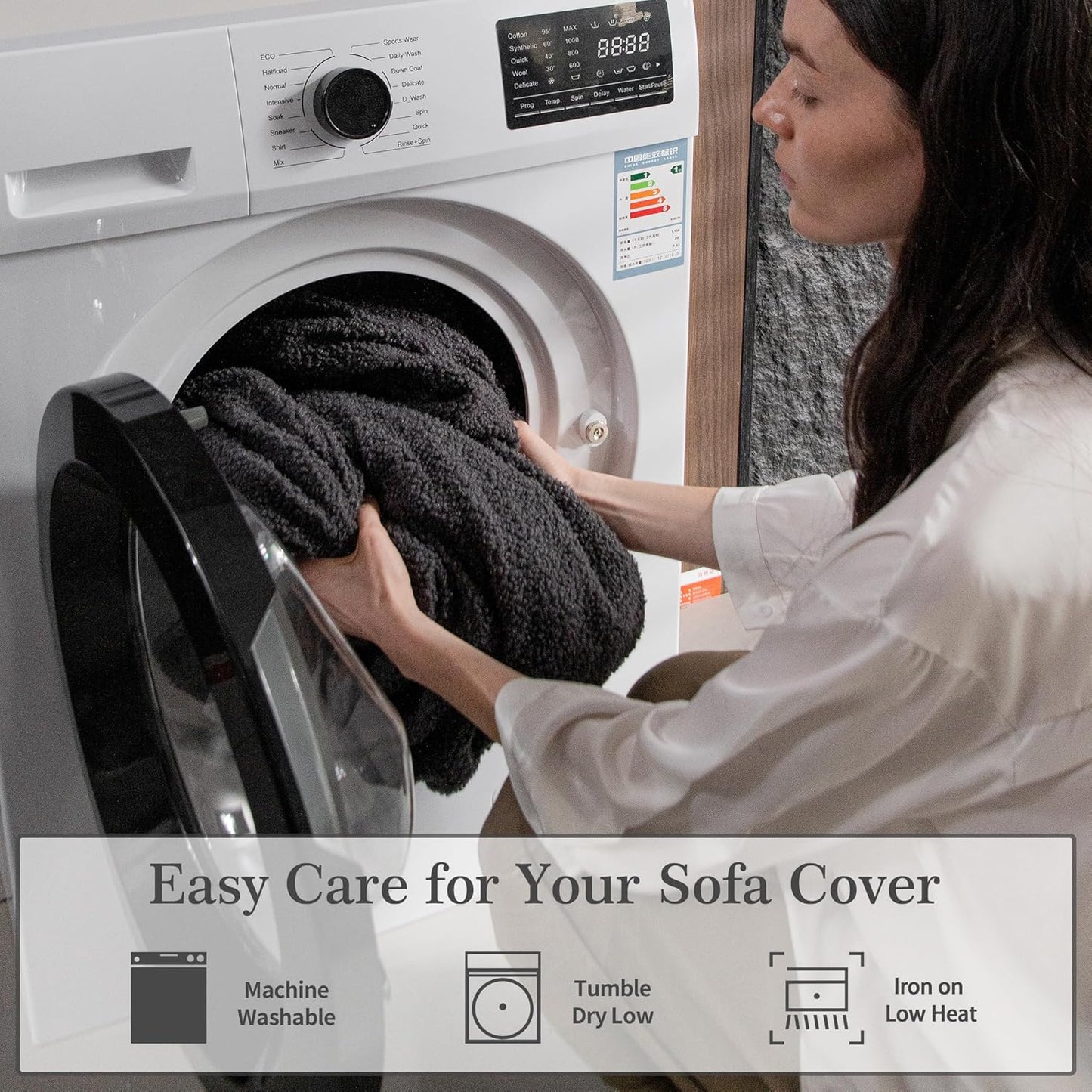 Couch Cushion Covers for Sectional Sofa, Stretch Soft Sofa Slipcovers Washable Wear-Resistant Universal Furniture Protector for Living Room(1 Piece Armrest Cover, Dark Gray)