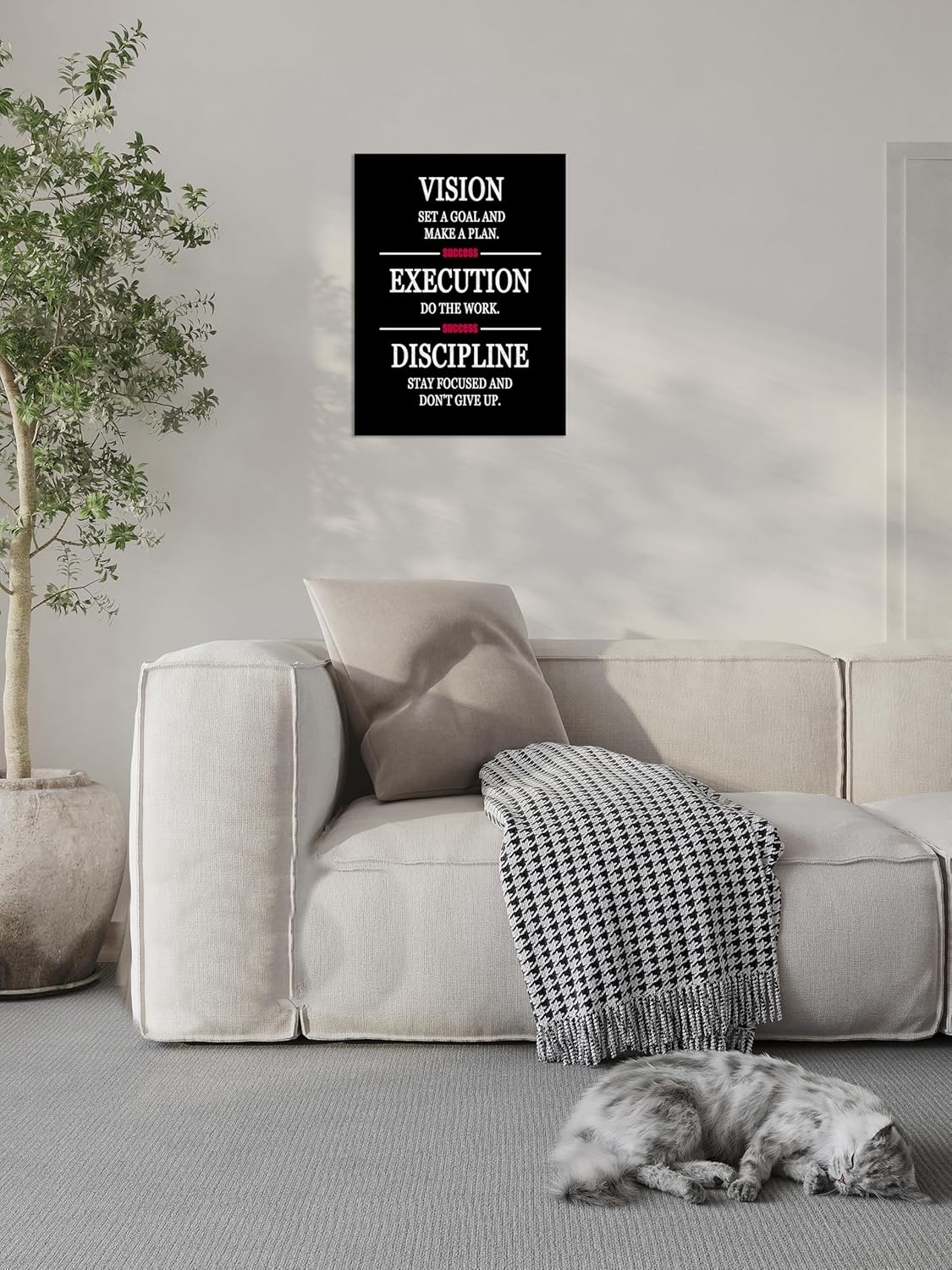 Formula for Success is VISION EXECUTION DISCIPLINE Inspirational Wall Decor Printed Canvas Poster Motivational Wall Art for Company Office Bedroom Living Room Framed Ready to Hang [18" W X 24" H]