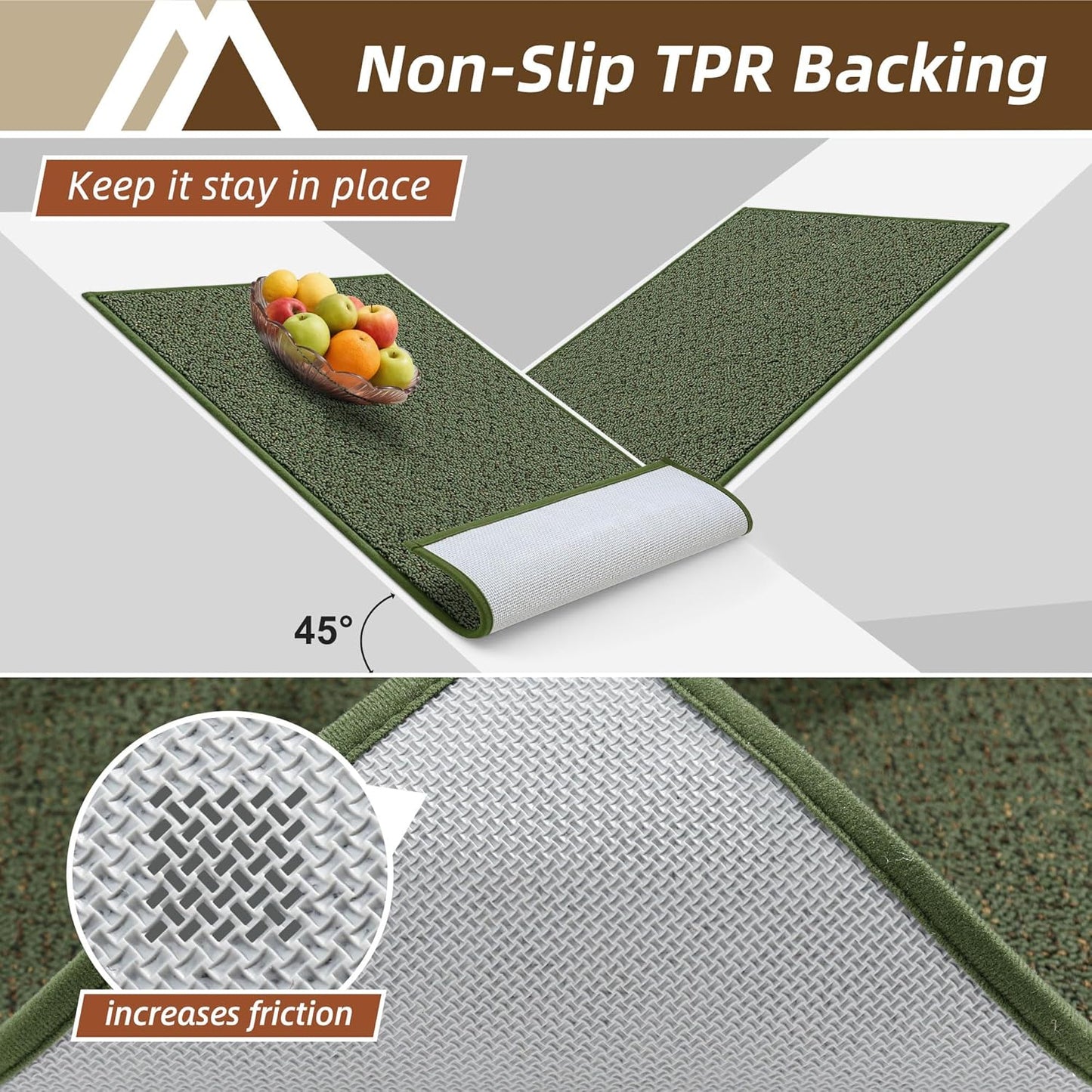 COSY HOMEER-Door-Mat 36"x60" Non Slip Absorbent Entryway Rugs Dirt Trapper Doormats Washable Entrance Mats Low Pile Welcome Floor Mat for Front Back Door and Entry Mats,Green