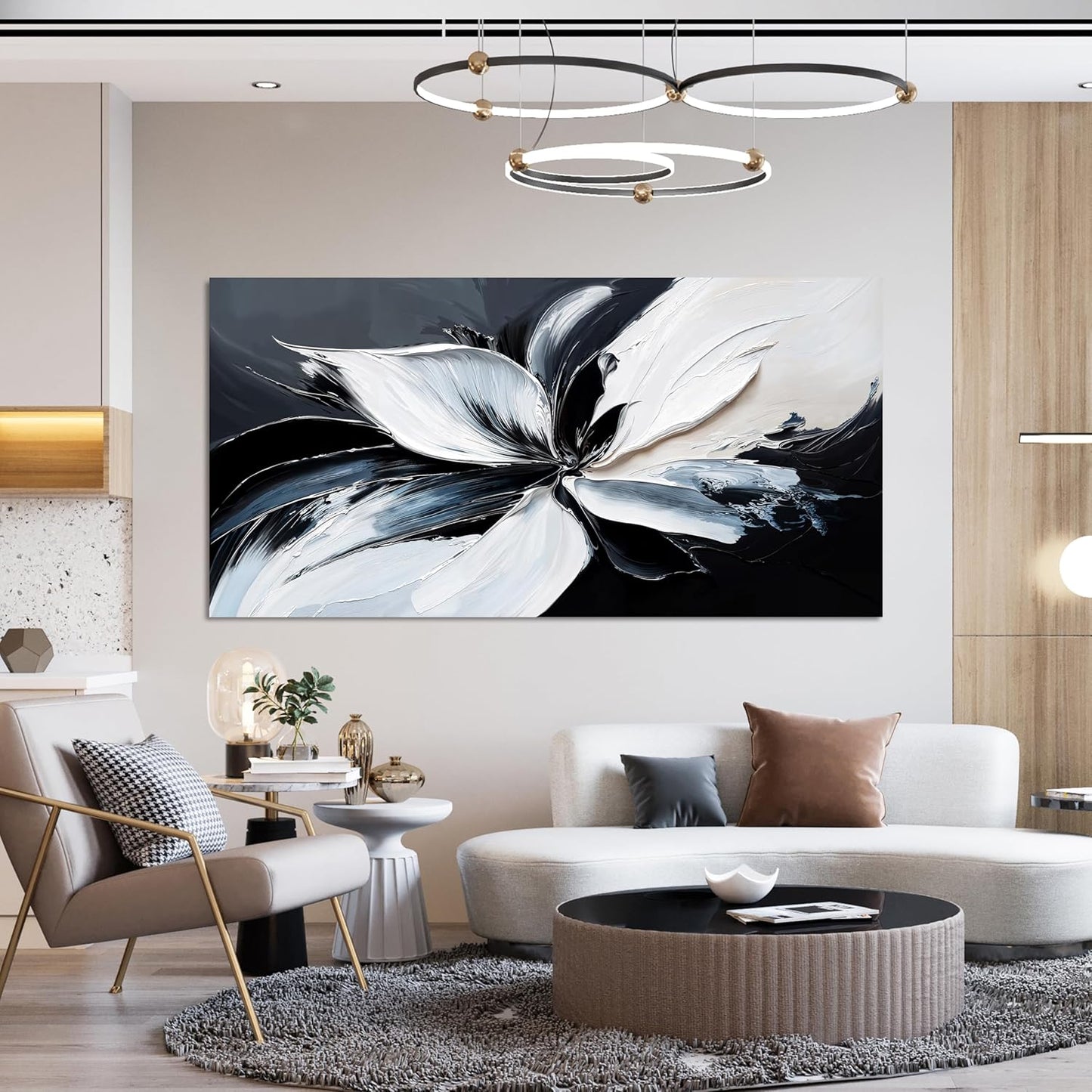 Canvas Abstract Wall Art Decor Modern Minimalist Wall Art Black and White Wall Art Prints Abstract Canvas Art Wall Decor Wall Art Pictures for Living Room Artwork for Walls Home Room Decor 20" X 40"