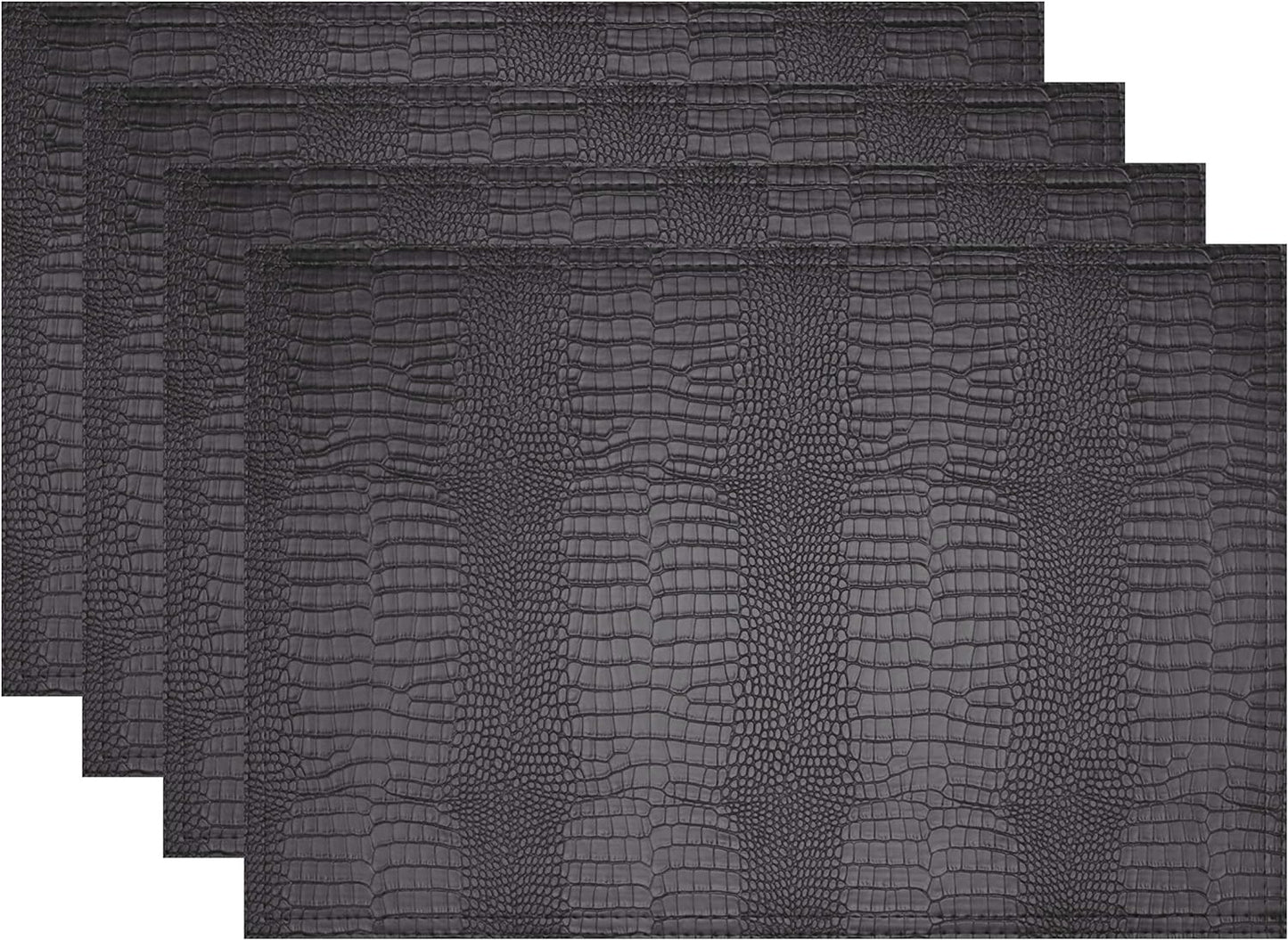 Faux Leather Hardboard Placemats, Set of 4 PU Table Mats, Easy to Clean, Heat & Stain Resistant for Office Conference Table,Dining Home Decor