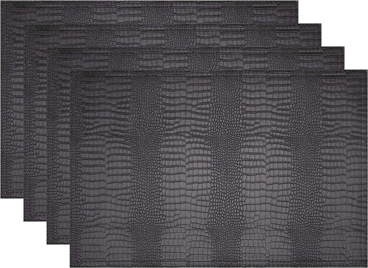 Faux Leather Hardboard Placemats, Set of 4 PU Table Mats, Easy to Clean, Heat & Stain Resistant for Office Conference Table,Dining Home Decor