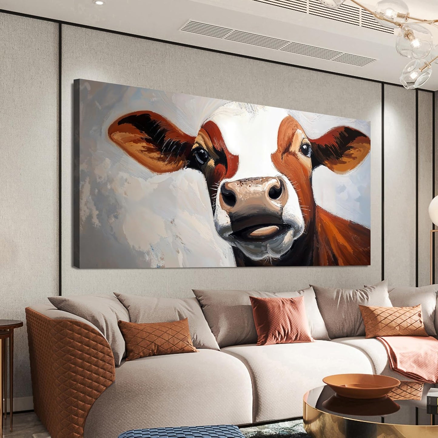 Canvas Wall Art Decor Canvas Wall Pictures For Living Room Highland Cow Decor Modern Abstract Wall Art Black And White Wall Art Artwork for Walls Work For Home Kitchen Office Wall Decor 20" X 40"