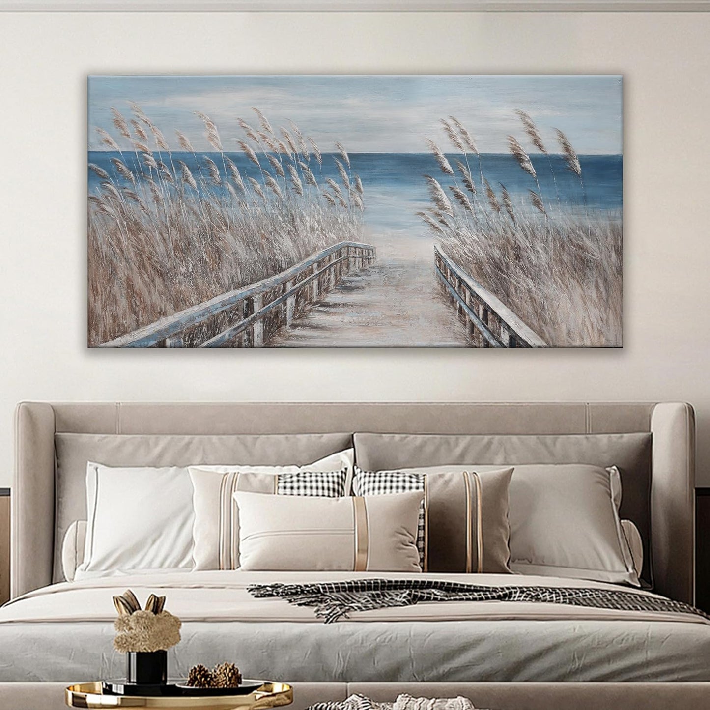 Canvas Wall Art Decor Large Wall Art for Living Room Vintage Coastal Wall Art Prints Landscape Beach Wall Art Decorations Blue Artwork for Walls Bedroom Office Kitchen Wall Decor 24" X 48"