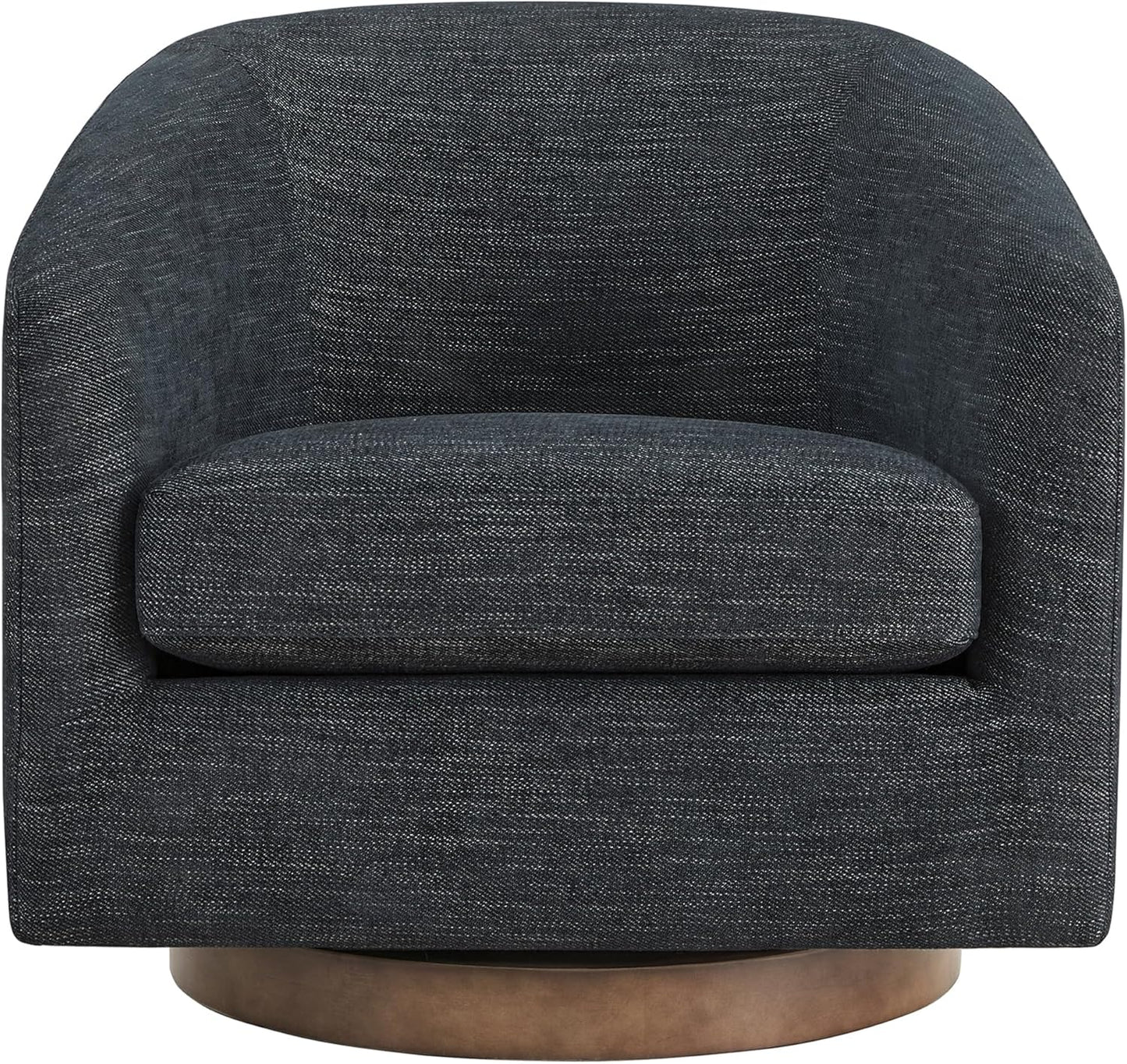 CHITA Swivel Accent Chair, FSC Certified Upholstered Fabric Barrel Chair for Living Room, Fully Assembled, Midnight