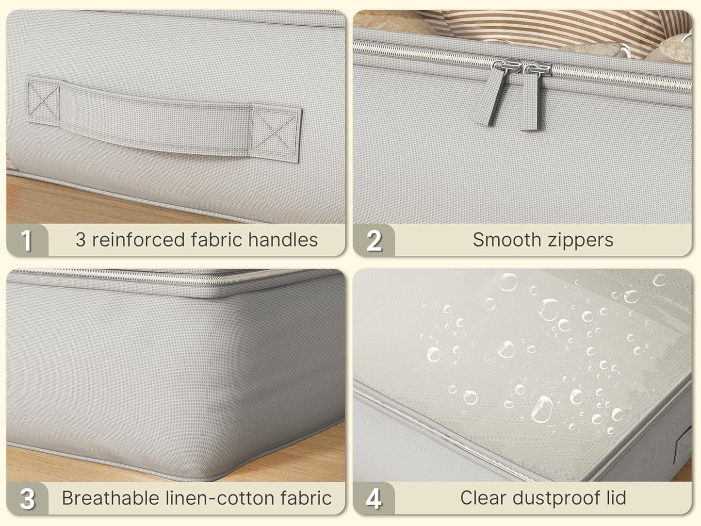 Under Bed Storage Containers with Window, Closet Organizers and Storage Bags, Foldable Underbed Storage Bags for Blankets, Clothing, Comforter, Linen Sheets, Wrapping Paper, 1 Pack, Grey