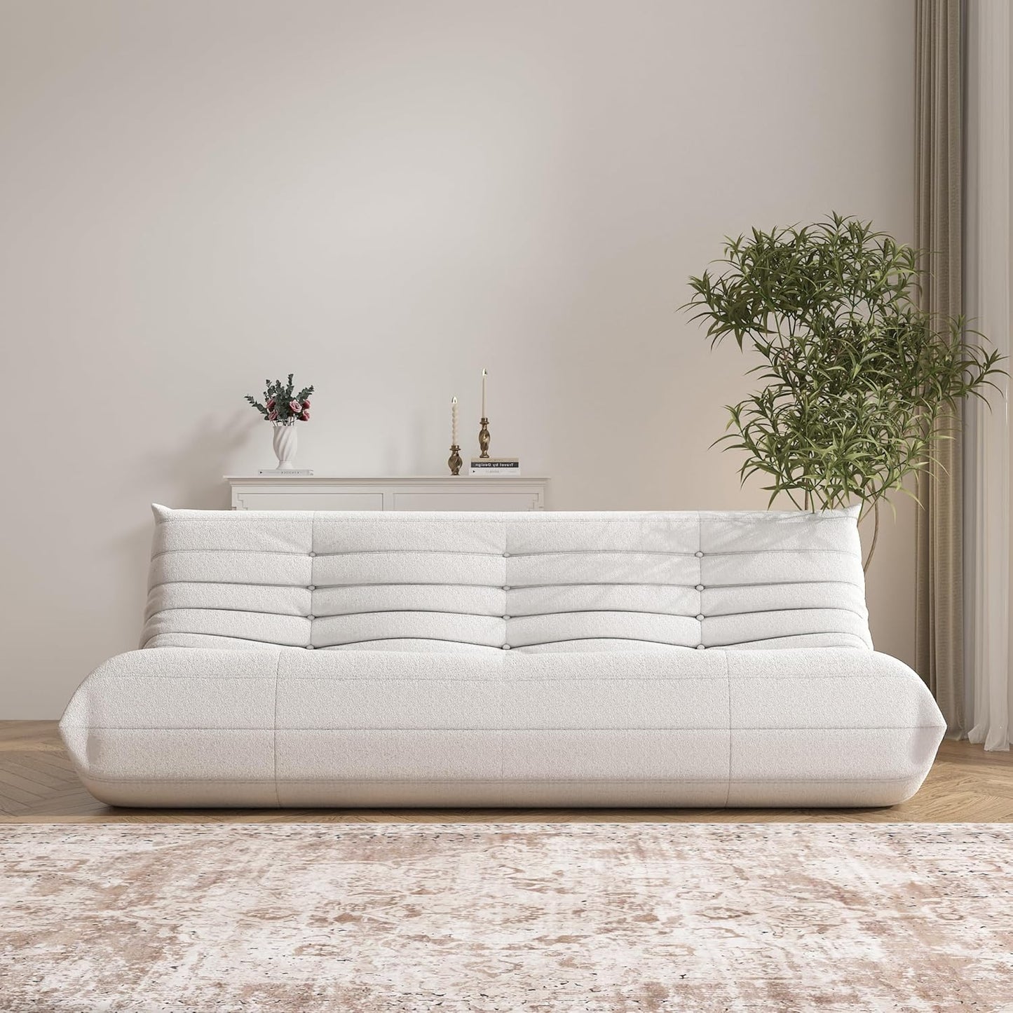 Big Bean Bag Chairs for Adults, 3 Seater Large Bean Bag Chair Sofa, Fireside Chair Lazy Sofa Chair with High Density Comfortable Foam, Modern Bean Bag for Living Room, Bedroom, Office (Beige)