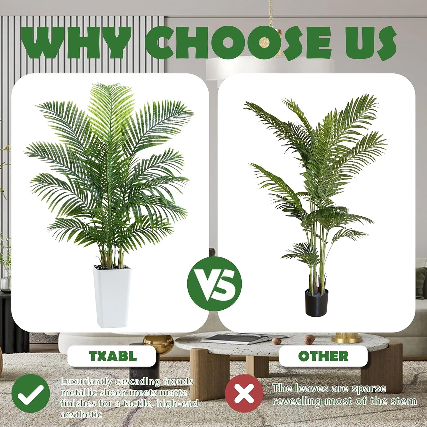 Artificial Palm Tree 5FT - Tall Fake Tree with White Taper Planter & Pebbles, UV Resistant for Indoor & Outdoor, Large Potted Faux Plant, Tropical Areca Floor Plant for Living Room, Office, Home Decor