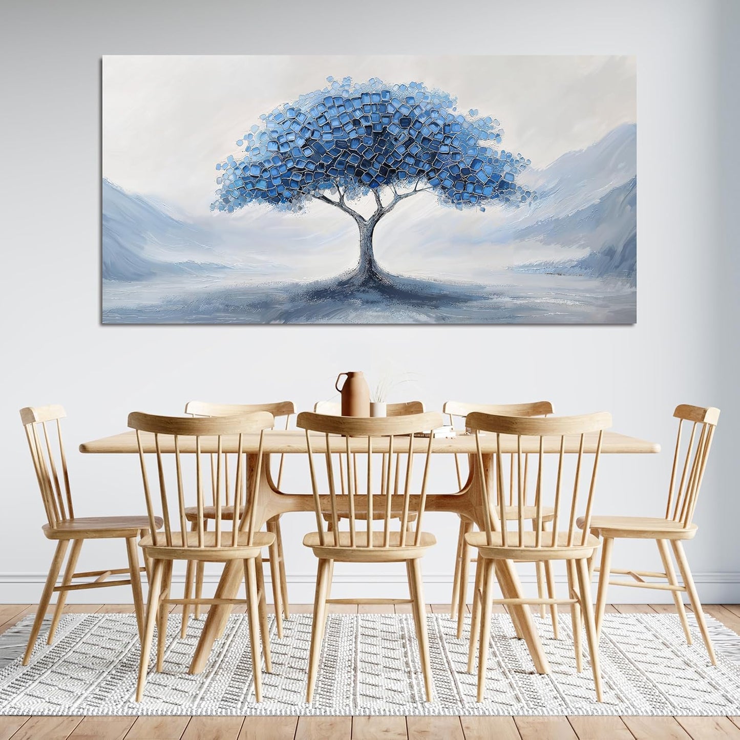 Canvas Wall Art Decor Wall Art Pictures for Living Room Large Tree of Life Wall Art Decorations Abstract Canvas Art Wall Decor Blue Wall Art Prints Artwork for Walls Bedroom Home Decor 24" X 48"