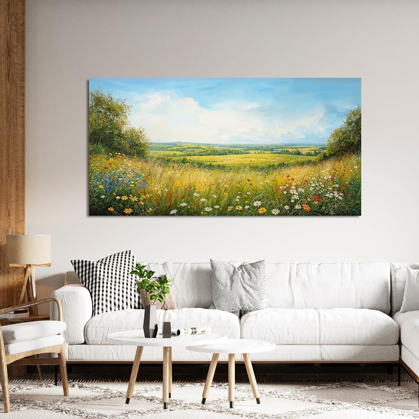 Canvas Wall Art Decor Modern Landscape Wall Art For Living Room Green Botanical Wall Art Artwork For Wall Green Floral Wall Decor Canvas Prints Art Work For Home Kitchen Office Decor 20" X 40"