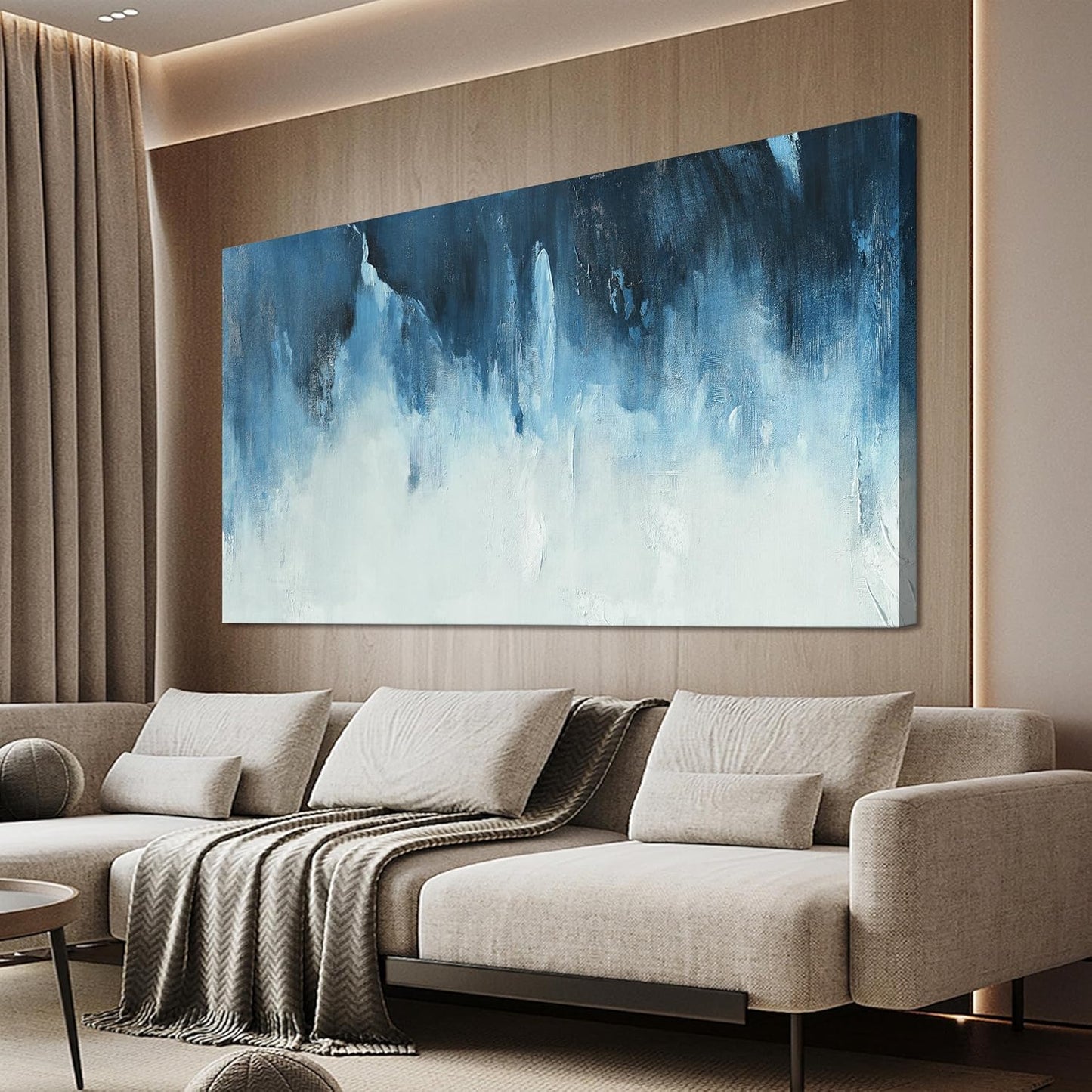 Canvas Wall Art Decor Abstract Art White Blue Wall Art Decor Pictures for Living Room Art Work Decoration Modern Abstract Wall Art Paintings Prints For Home Bedroom Office Kitchen Wall Decor 20" x 40"