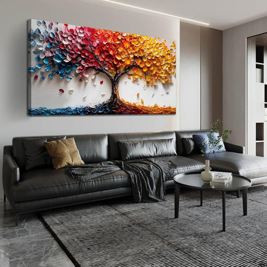 Colorful Tree Wall Pictures for Living Room - Modern Canvas Wall Art for Office - Bedroom Wall Decor for Women Size 29" x 59"