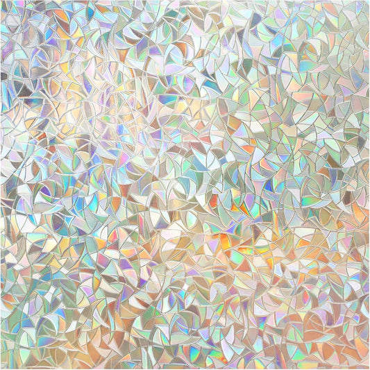 DOWELL Window Privacy Film, Rainbow Window Film, Decorative Stained Glass Clings, Static Cling Door Sticker, Non-Adhesive 3D Decals for Home UV Protection, 35.4 x 118 inches