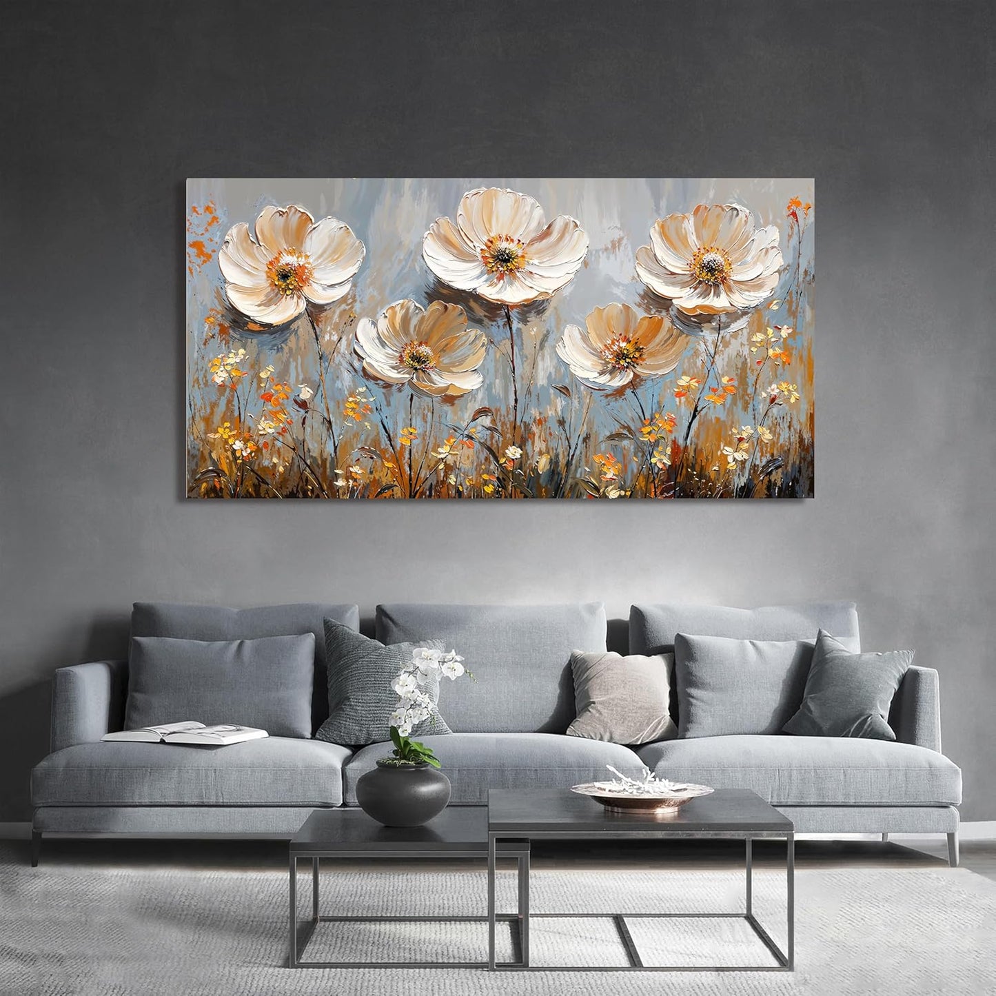 Canvas Wall Art Decor Art Work for Wall Decor Large Vintage Gold Wall Art Prints Wall Art Pictures for Living Room Nature Flower Wall Art Oversized Artwork for Walls Bedroom Office Decor 29" X 58"