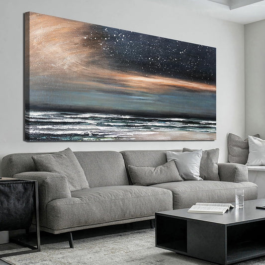 Canvas Wall Art Decor Artwork for Walls Coastal Beach Wall Art Decorations Canvas Modern Art Wall Decor Nature Starry Night Wall Art Prints Art Work for Home Office Kitchen Wall Decor 20"X40"