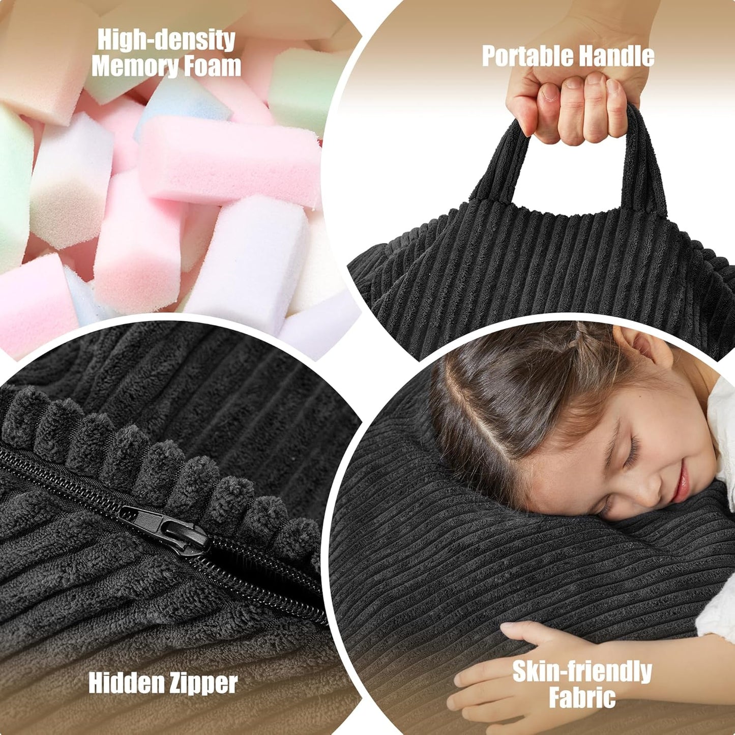 Hobestluk 3.5FT Bean Bag Chair Adult Bean Bag Chair Large Bean Bag Chair with Filler Included Teardrop Bean Bag with Removable Cover for Bedroom Living Room - (Large, Black)