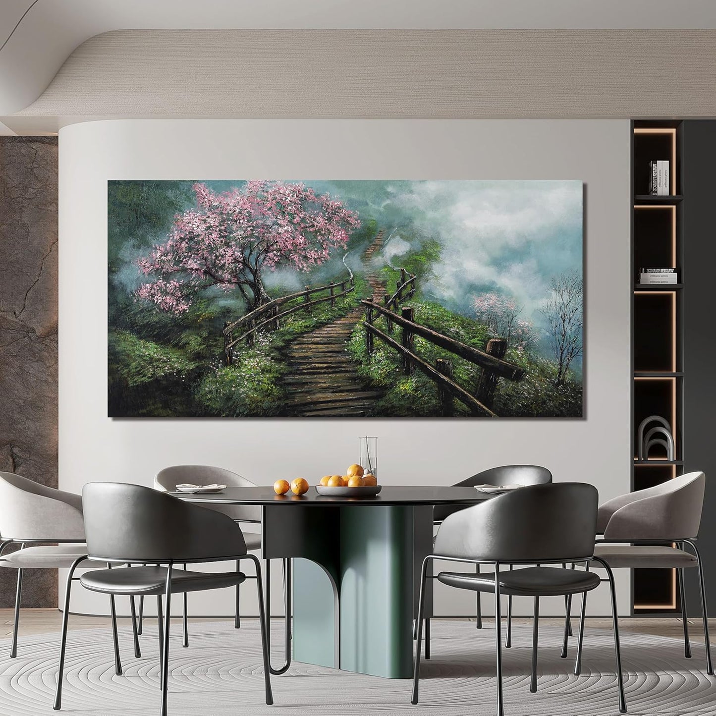 Canvas Wall Art Decor Modern Wall Art Pictures for Living Room Tree of Life Wall Art Decor Foggy Trail Large Artwork for Walls Tree Flower Wall Art Prints Art Work for Home Office Wall Decor 24" X 48"