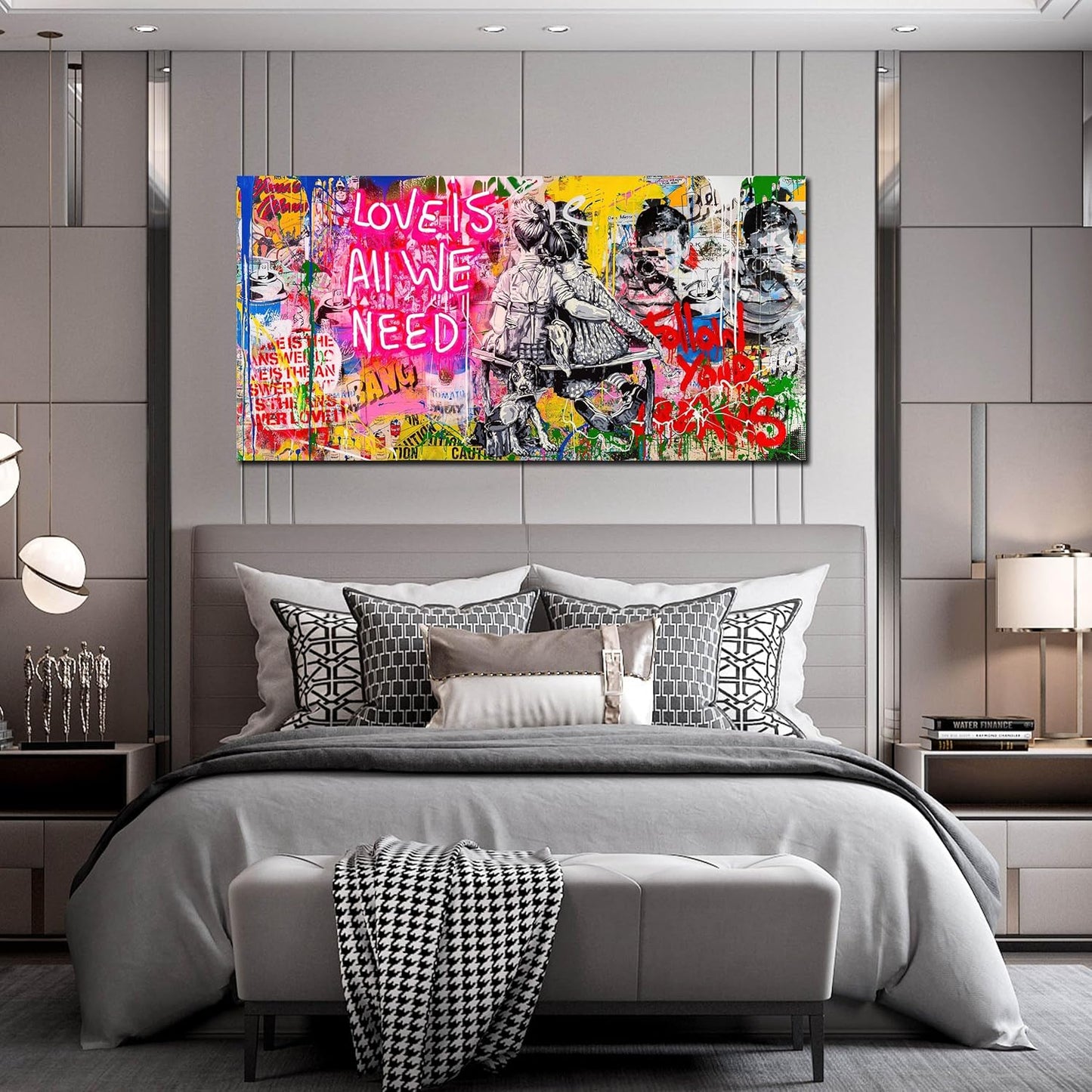 Colorful Banksy Wall Art for Living Room - Graffiti Posters for Teen Girls Room Ready to Hang Size 24" x 48"