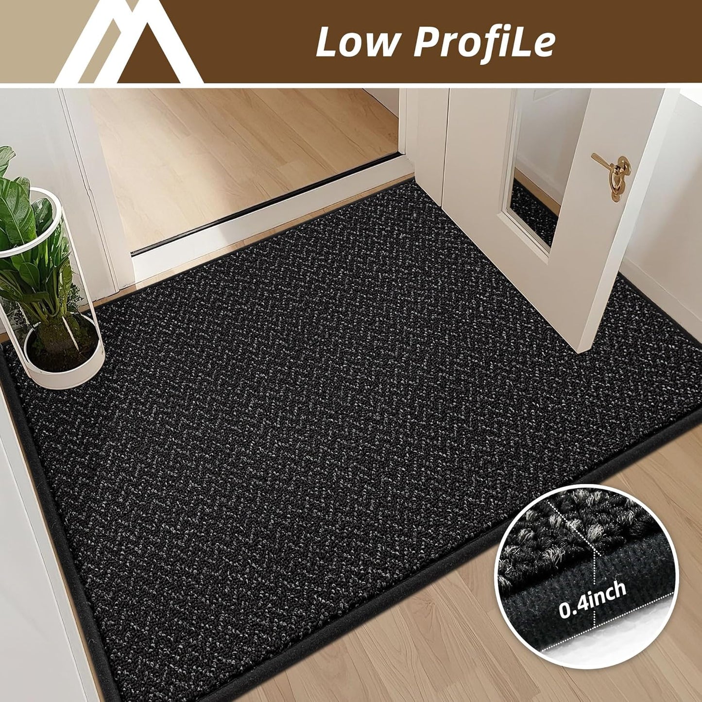 COSY HOMEER-Door-Mat 36"x60" Non Slip Absorbent Entryway Rugs Dirt Trapper Doormats Washable Entrance Mats Low Pile Welcome Floor Mat for Front Back Door and Entry Mats,Black