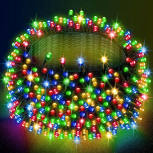 Dazzle Bright Multi-Colored Christmas String Lights, 164ft 2000 LED Waterproof Green Wire Fairy Lights with 8 Modes, Outdoor Lights for Xmas Tree Holiday Wedding Party Christmas Decorations