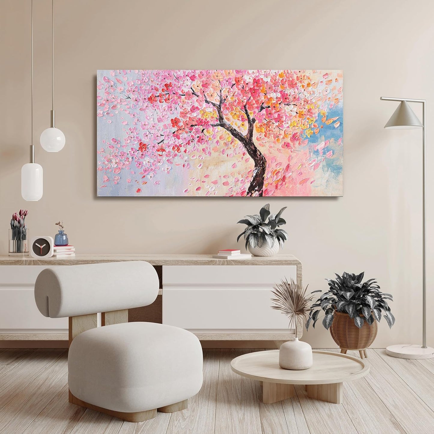 Canvas Wall Art Decor Artwork for Walls Tree of Life Wall Art for Living Room Blue Pink Wall Art Decor Vintage Tree Flower Wall Art Decoations Print Art Work for Home Office Wall Decor 20" X 40"
