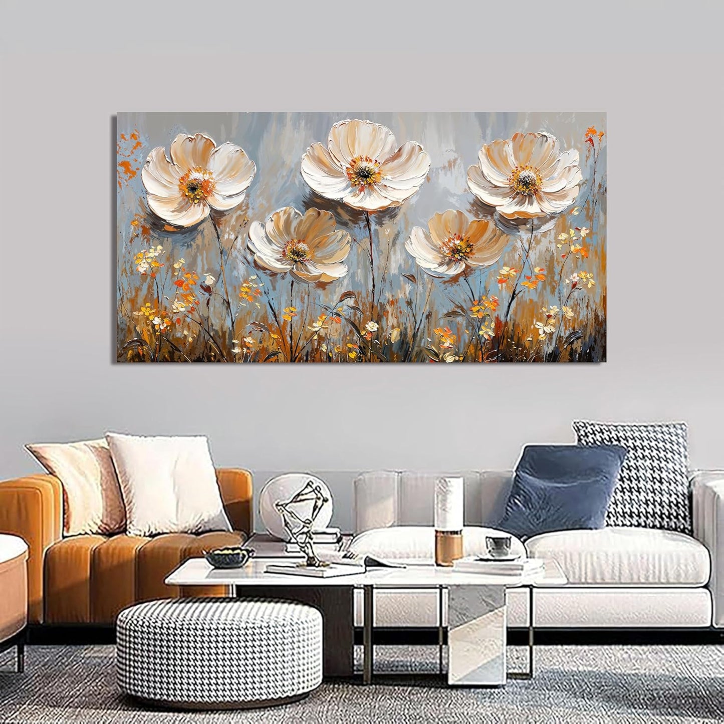 Canvas Wall Art Decor Art Work for Wall Decor Large Vintage Gold Wall Art Prints Wall Art Pictures for Living Room Nature Flower Wall Art Decorations Artwork for Walls Bedroom Office Decor 24" X 48"