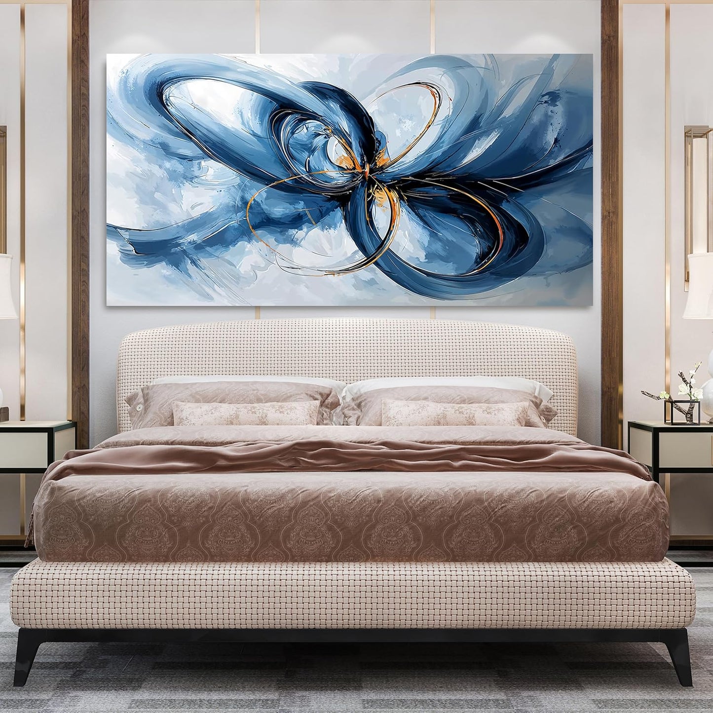 Canvas Wall Art Decor Modern Large Wall Art For Living Room Blue Abstract Wall Art Abstract Art Wall Decor Modern Large Artwork for Walls Canvas Prints Art Work For Home Office Wall Decor 29" X 58"