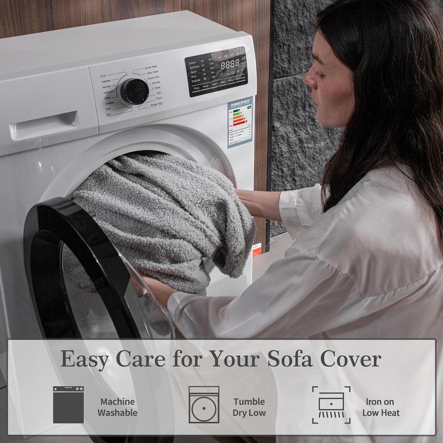 Couch Cushion Covers for Sectional Sofa, Stretch Soft Sofa Slipcovers Washable Wear-Resistant Universal Furniture Protector for Living Room(1 Piece Loveseat Cover, Light Gray)