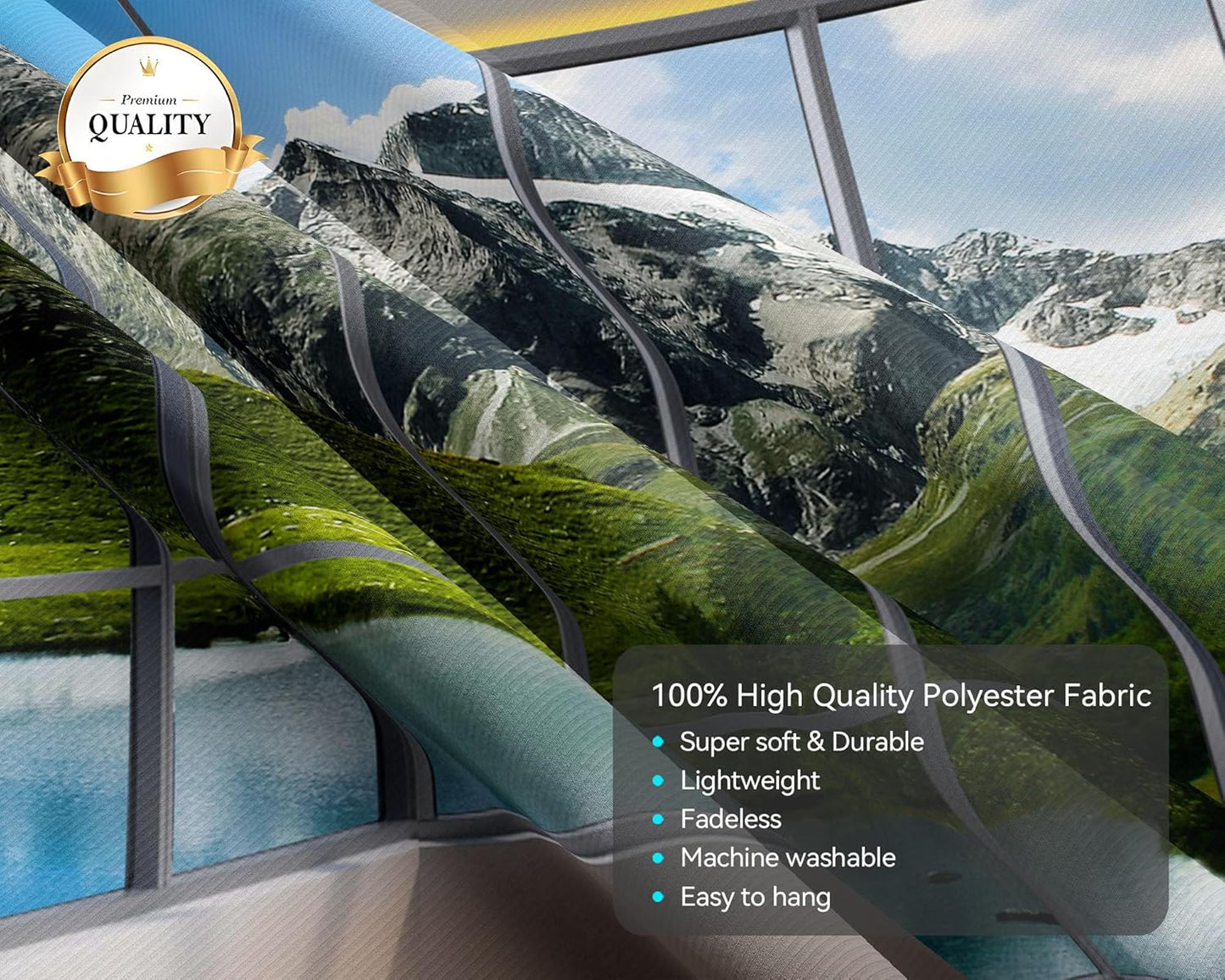 dueeia Window Tapestry Wall Hanging Mountain Forest Lake Nature Landscape Wall Tapestries for Bedroom Office Living Room Wall Decor (28.7"x37.4")