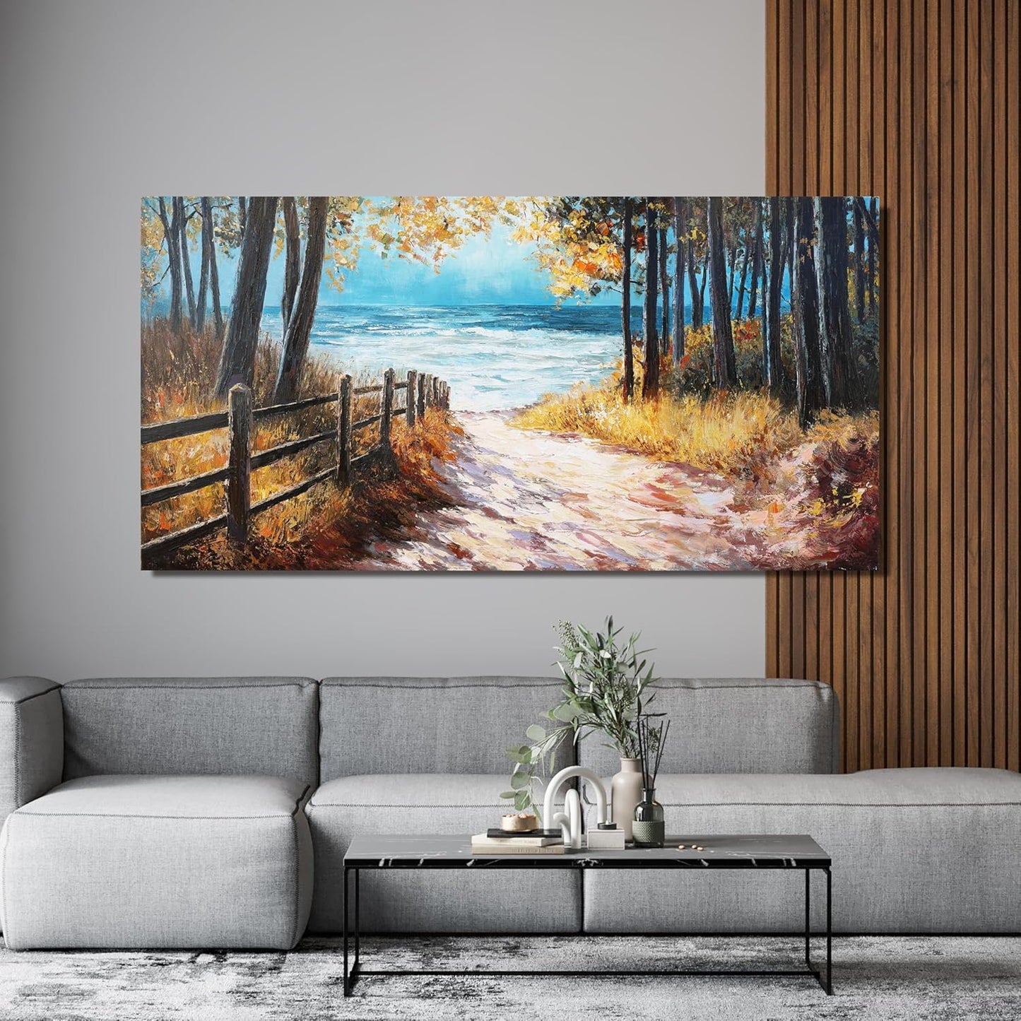 Canvas Wall Art Decor Artwork for Walls Nature Forest Wall Art Decor Canvas Modern Art Wall Decor Coastal Beach Forest Wall Art for Living Room Art Work Prints for Home Office Room Wall Decor 20"X40"