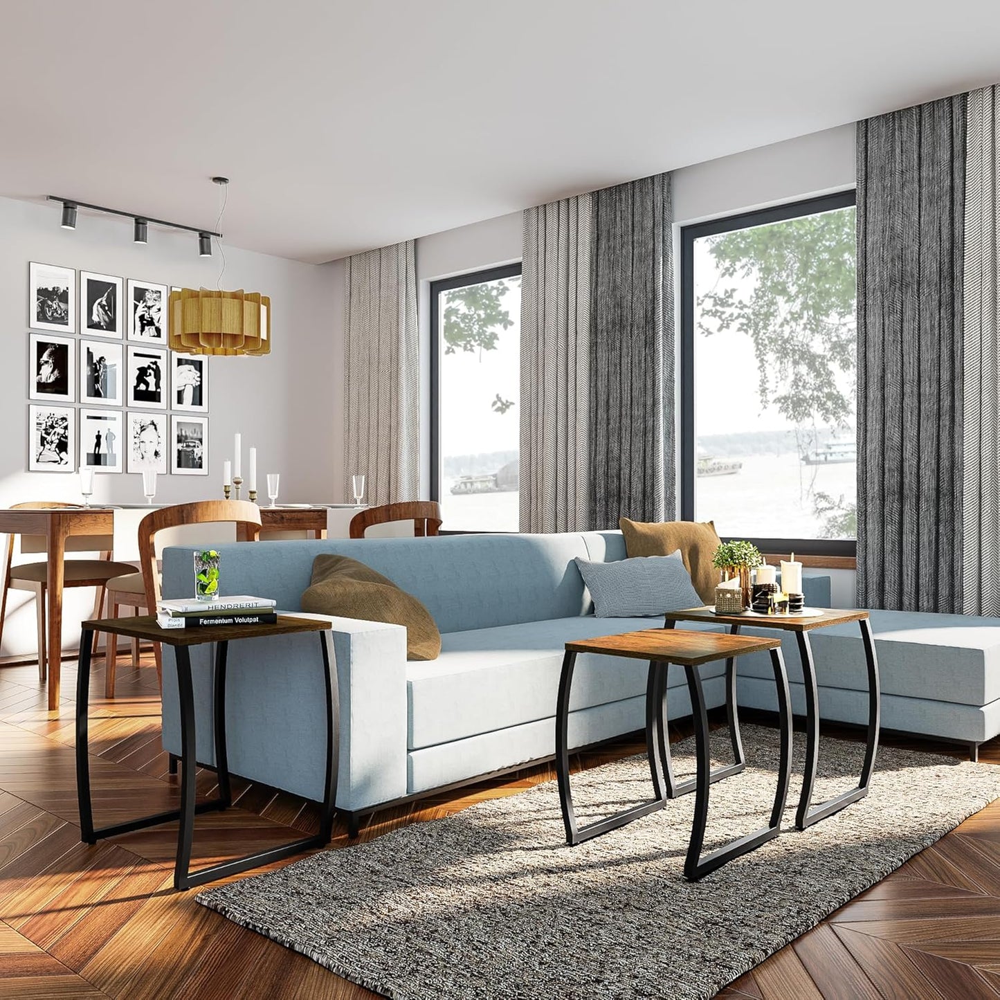 SRIWATANA Nesting Tables, Vintage Side End Tables Living Room, Coffee Snack Table Set of 3