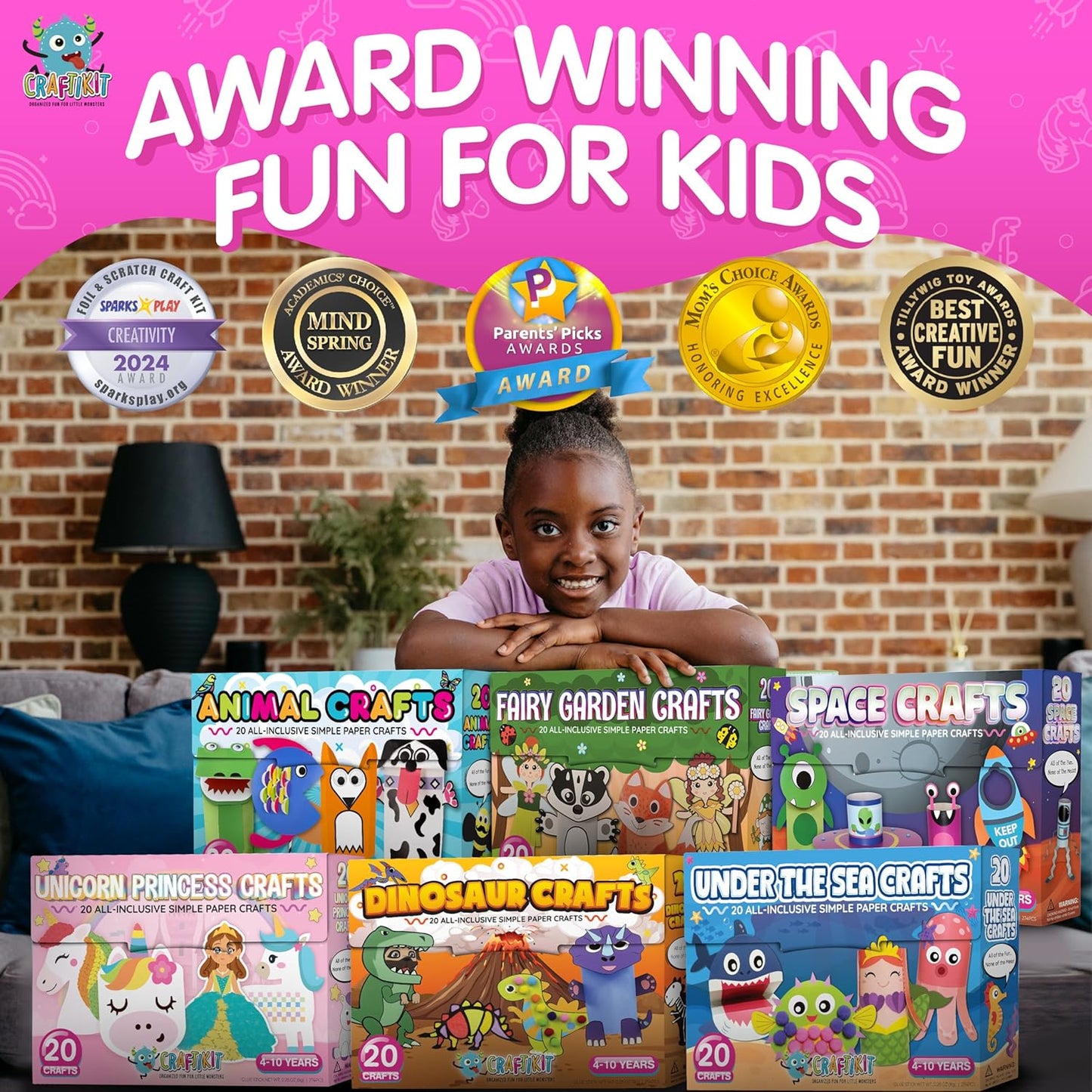 Craftikit® 20 Award-Winning Under The Sea Toddler Arts and Crafts for Girls Ages 4-8, Paper Craft Kits, Sea Animals, Mermaid Crafts for Girls Ages 4-6, Boys, Preschool Craft Supplies for Kids