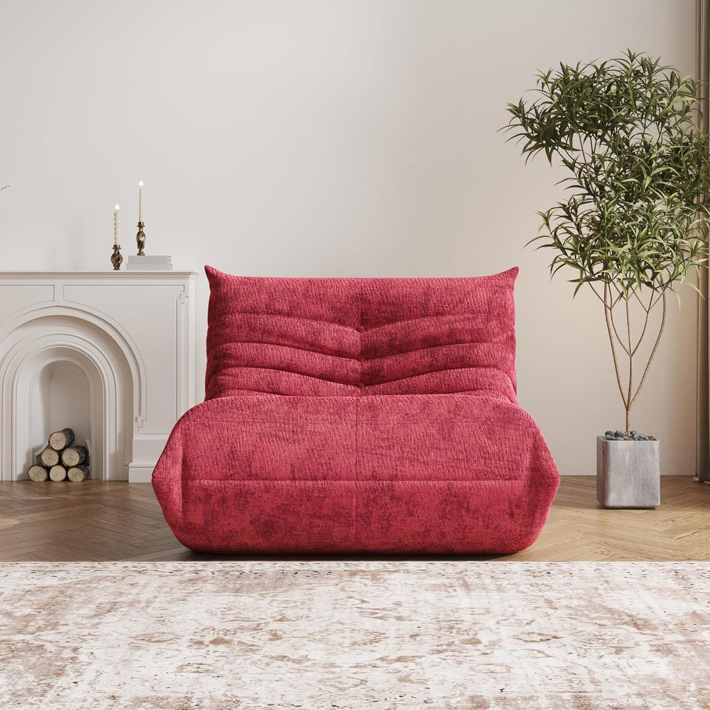 Bean Bag Chair, Fireside Chair Bean Bag Sofa Large Bean Bag Chair for Adults, Bean Bag Chairs for Teens with High Density Comfortable Foam, Memory Foam Bean Bag for Living Room, Bedroom (Red)