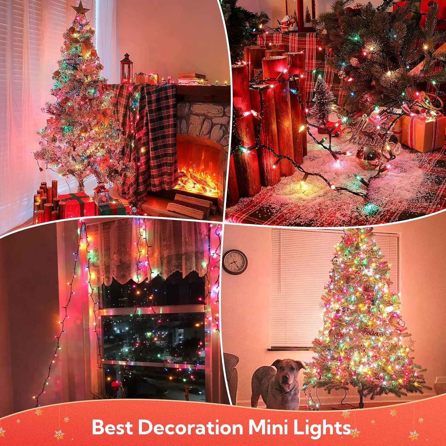 Clear Christmas Lights Green Wire 100 Count 23Feet Incandescent Bulb Mini String Lights for Indoor Christmas Tree Garland Birthday Holiday Party Wedding,Halloween Decor, Multi Color