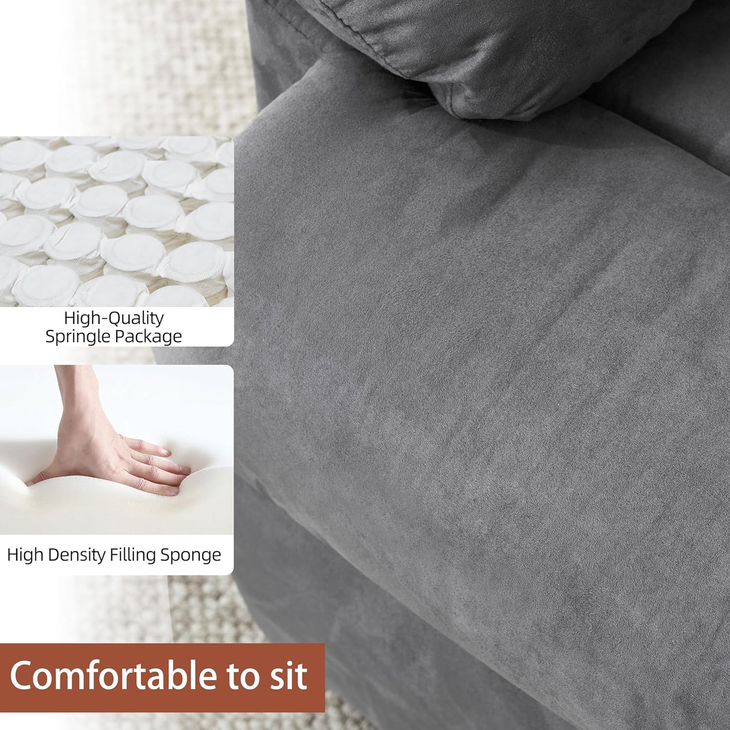 Rocker Recliner Chair, Overstuffed Manual Rocking Recliner for Adults, Upholstered Comfy Soft Fabric Living Room Reclining Sofa Chair(Gray)