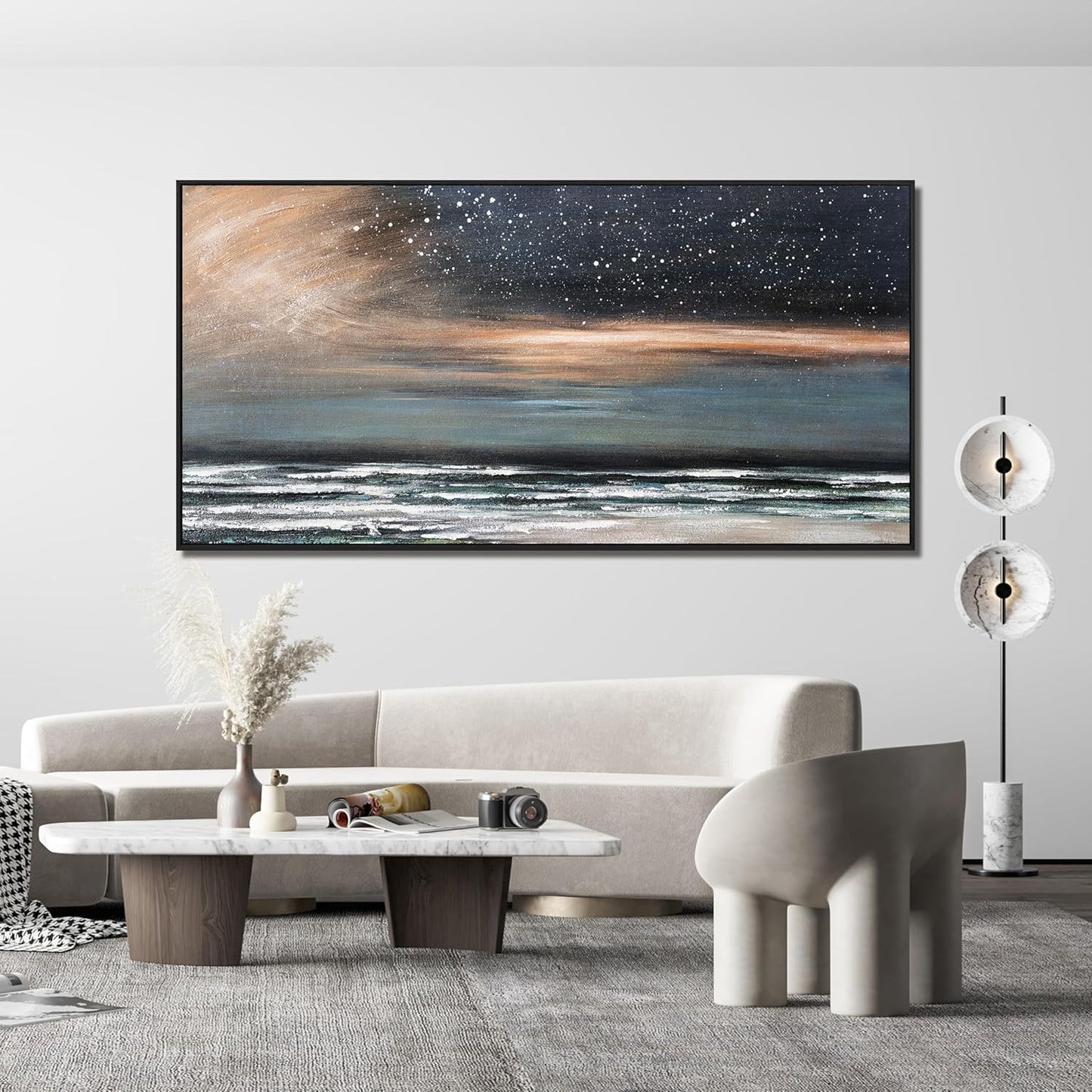 Canvas Wall Art Decor Wall Pictures for Living Room Starry Artwork for Walls Large Framed Wall Art Prints Canvas Art Wall Decor Nature Coastal Wall Art Decorations Bedroom Office Wall Decor 29" X 58"